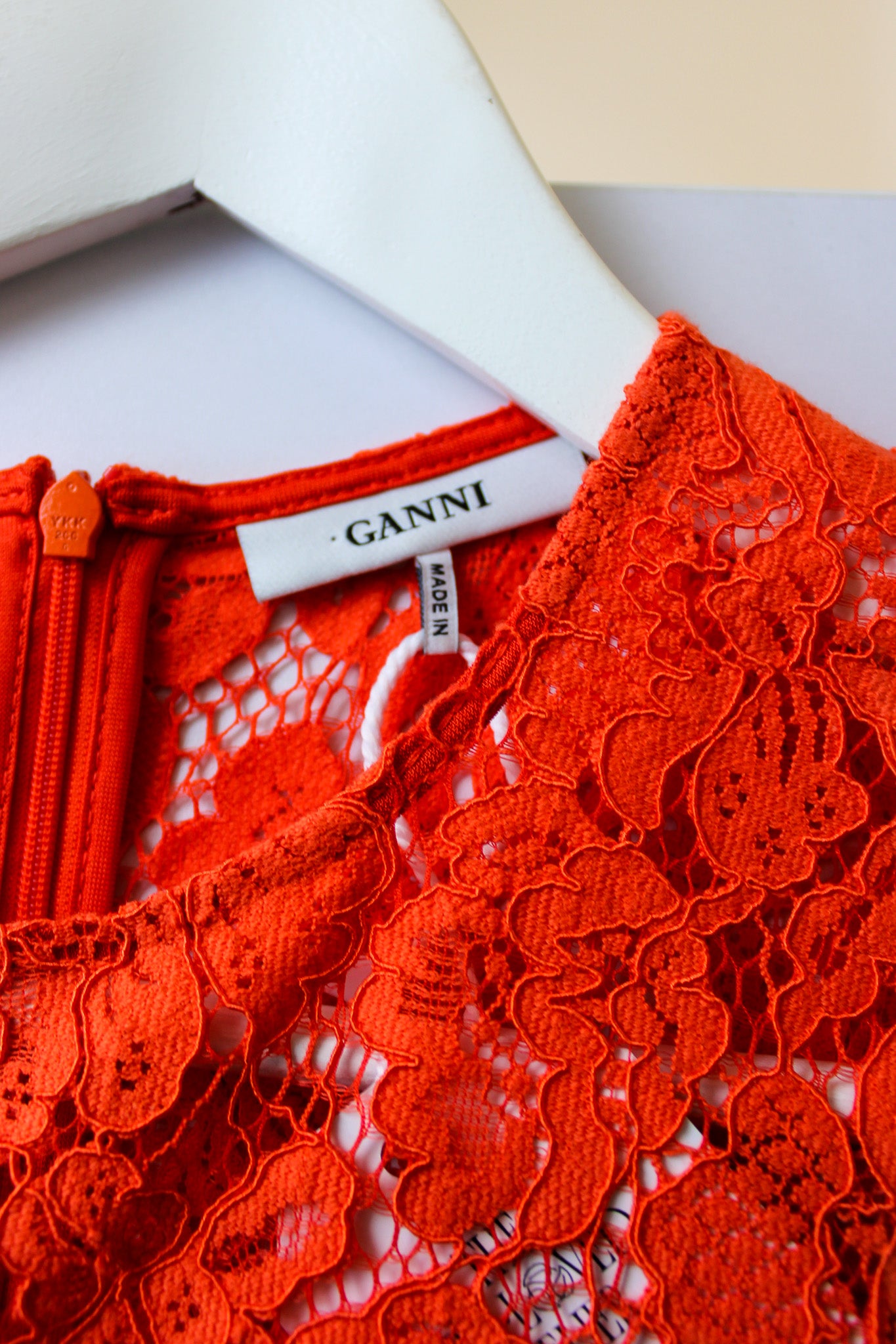 GANNI Jerome Lace Detailed Midi Dress Size 10
