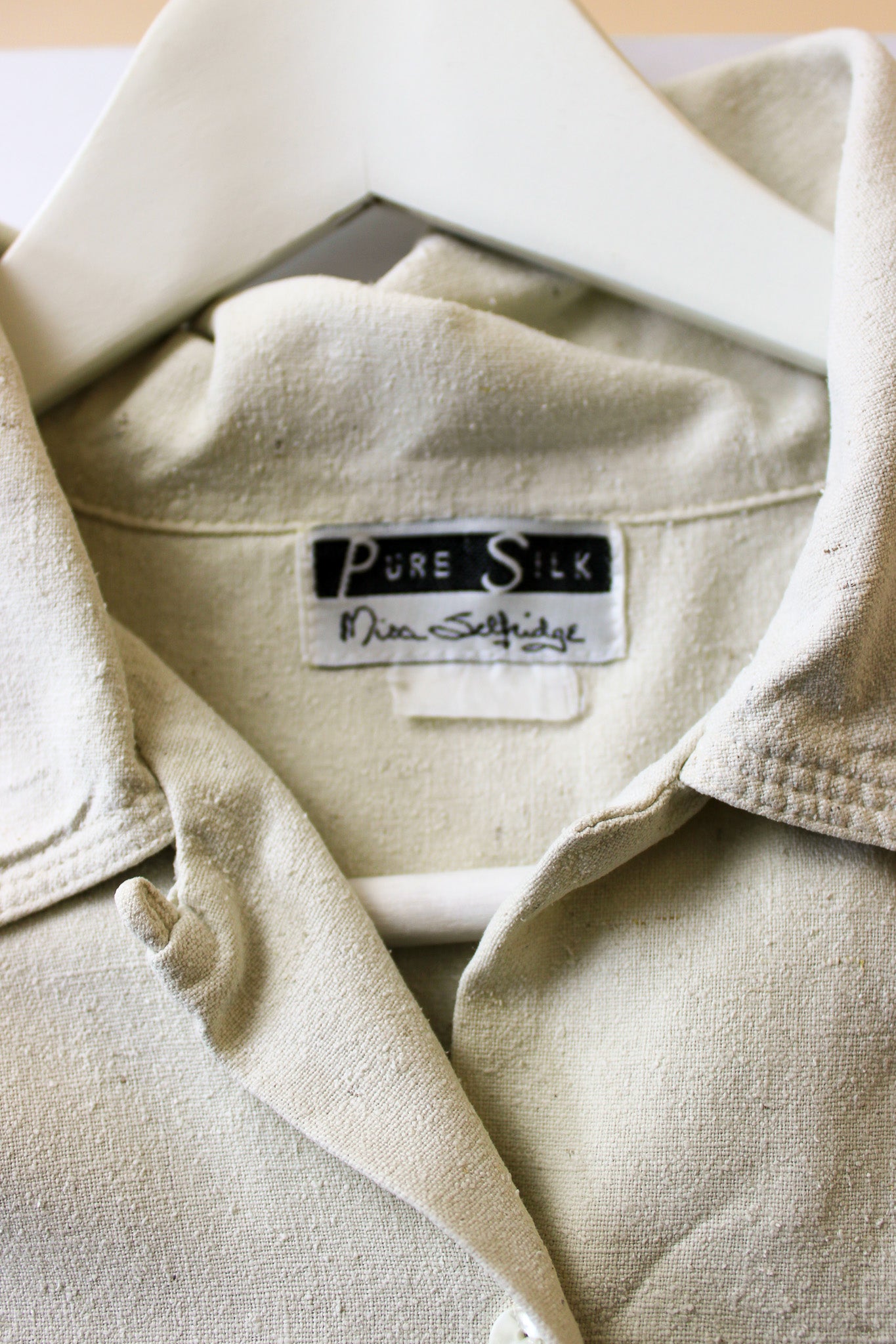 VINTAGE Miss Selfridge Raw Silk Pocket Shirt Size 10