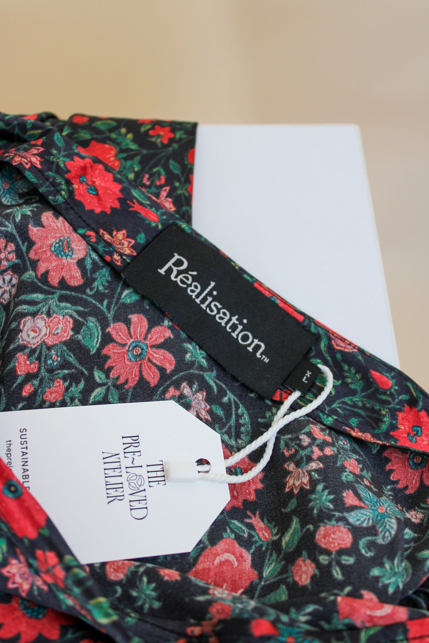 REALISATION PAR The Joni Silk Batik floral Midi Skirt Size XL