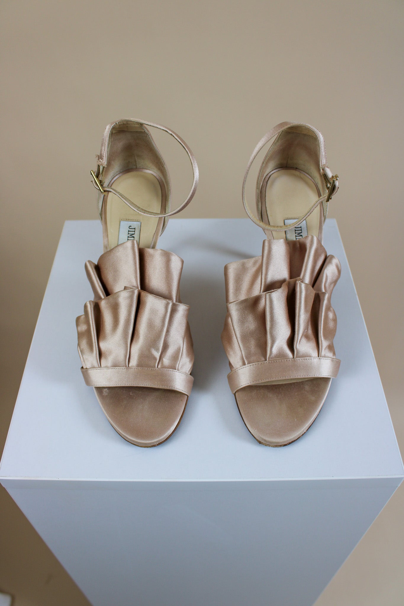 JIMMY CHOO Kami 100 Satin Pleated Heels Size 5