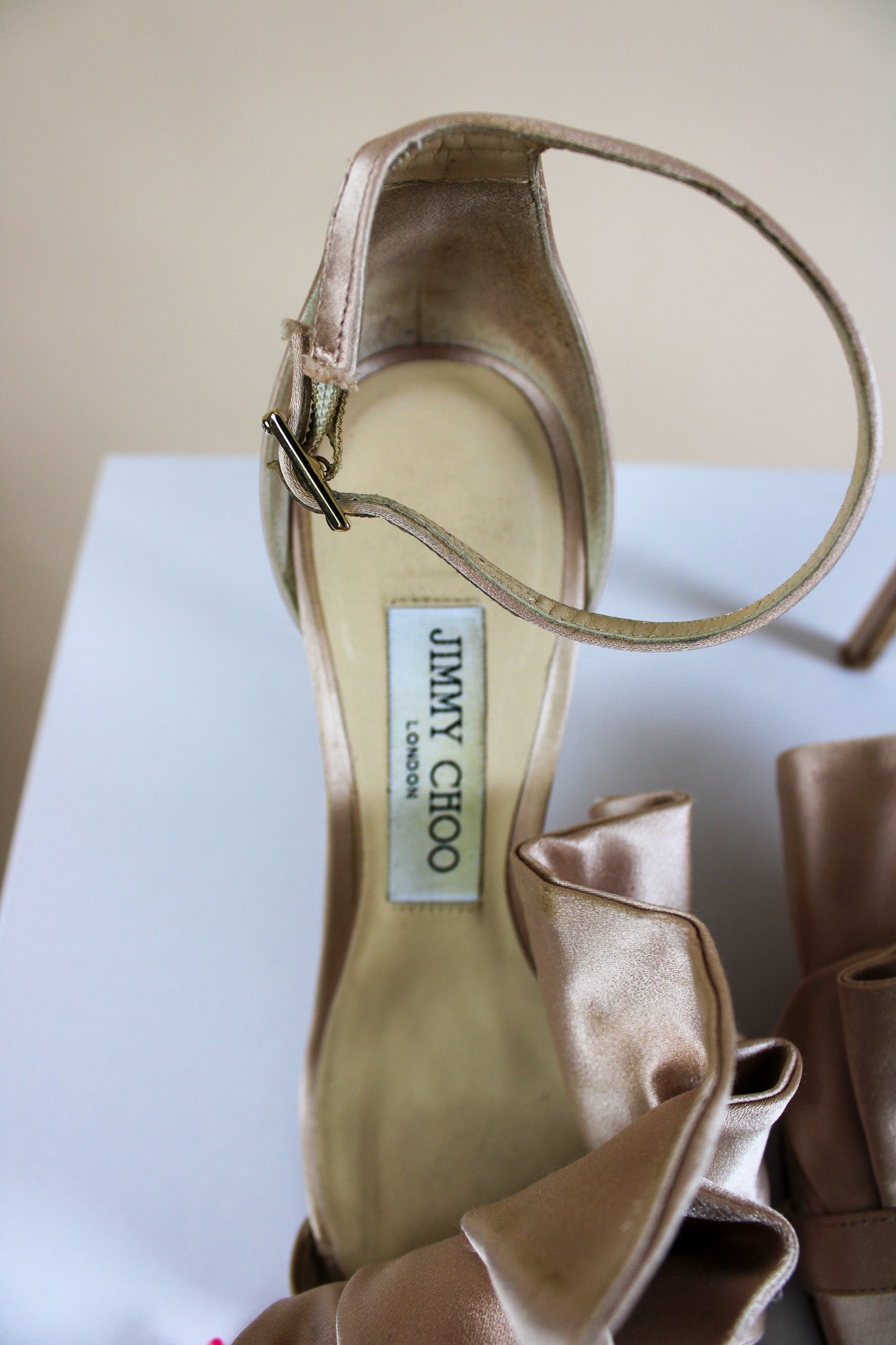 JIMMY CHOO Kami 100 Satin Pleated Heels Size 5