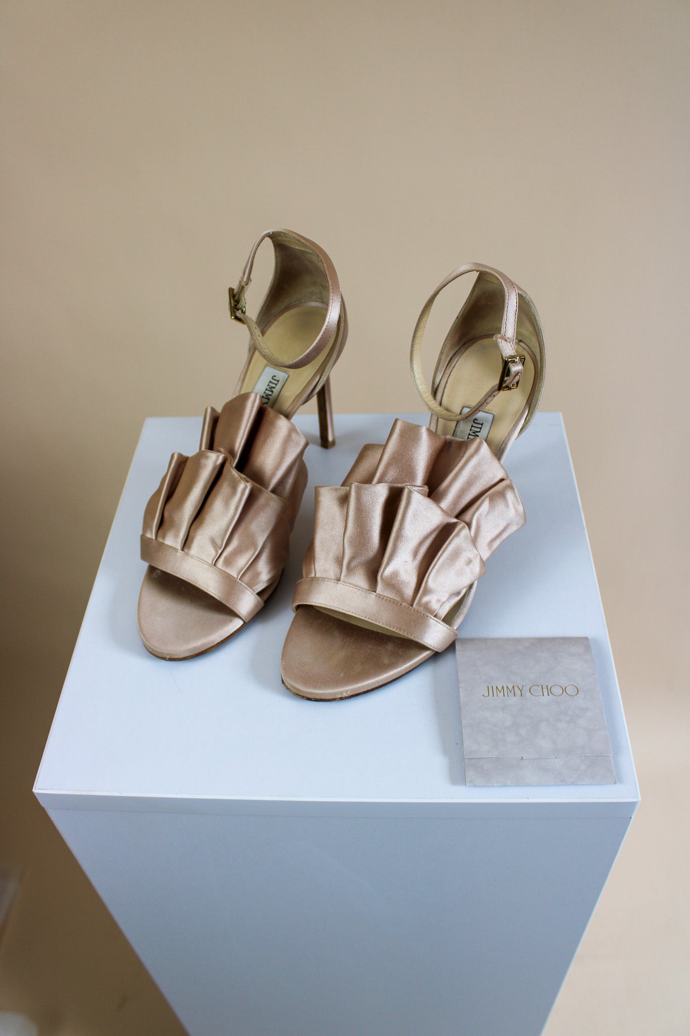 JIMMY CHOO Kami 100 Satin Pleated Heels Size 5