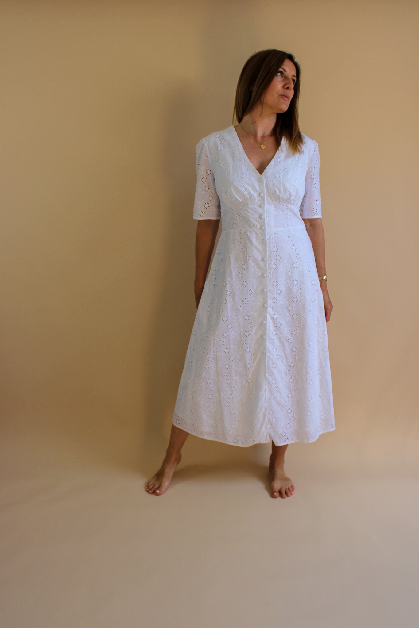 NOBODY'S CHILD Alexa Broderie Midi Dress Size 12