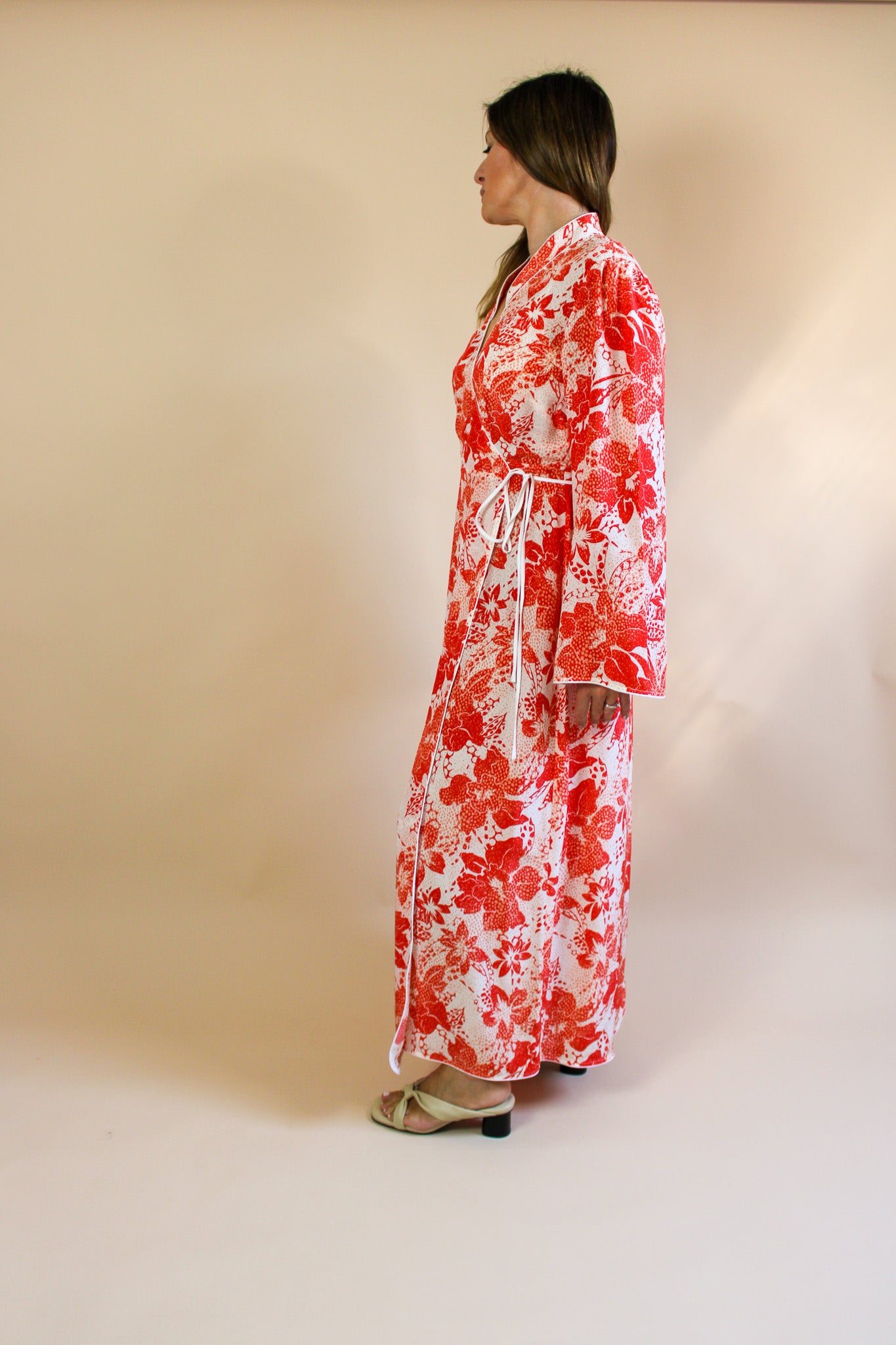 RIXO Cindy Silk Floral Print Maxi Wrap Dress Size M/ 12