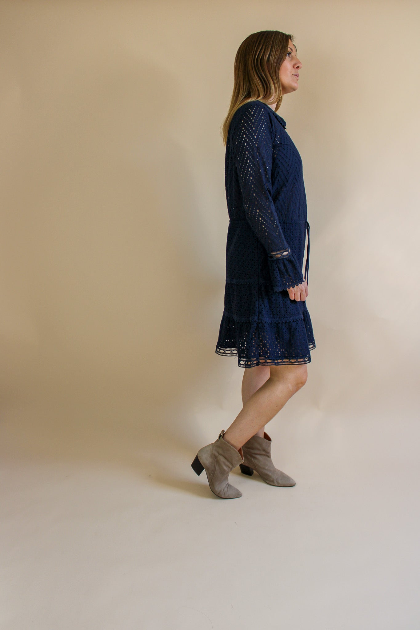 STELLA NOVA Broderie Anglaise Long Sleeve Dress Size 10
