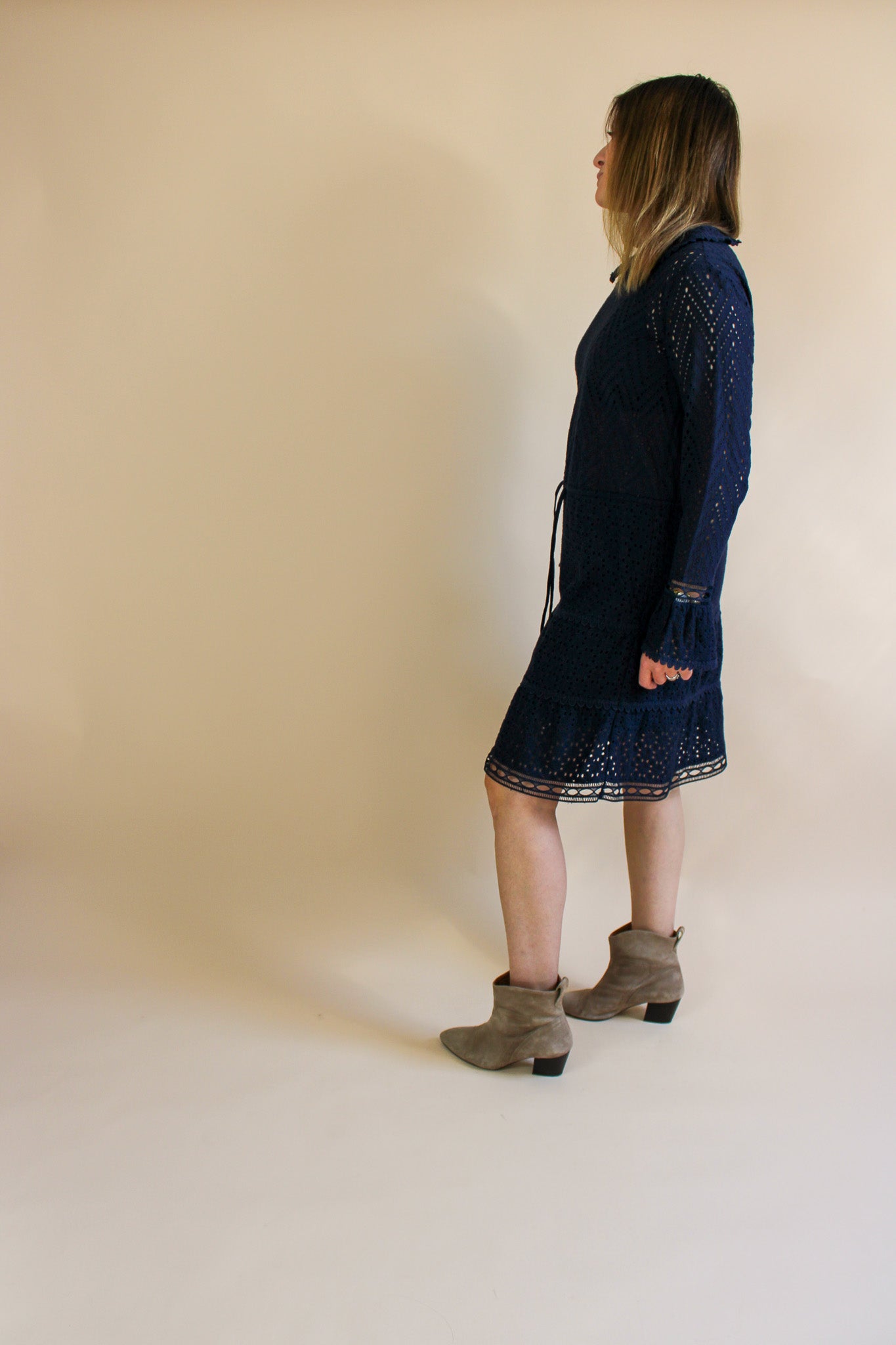 STELLA NOVA Broderie Anglaise Long Sleeve Dress Size 10