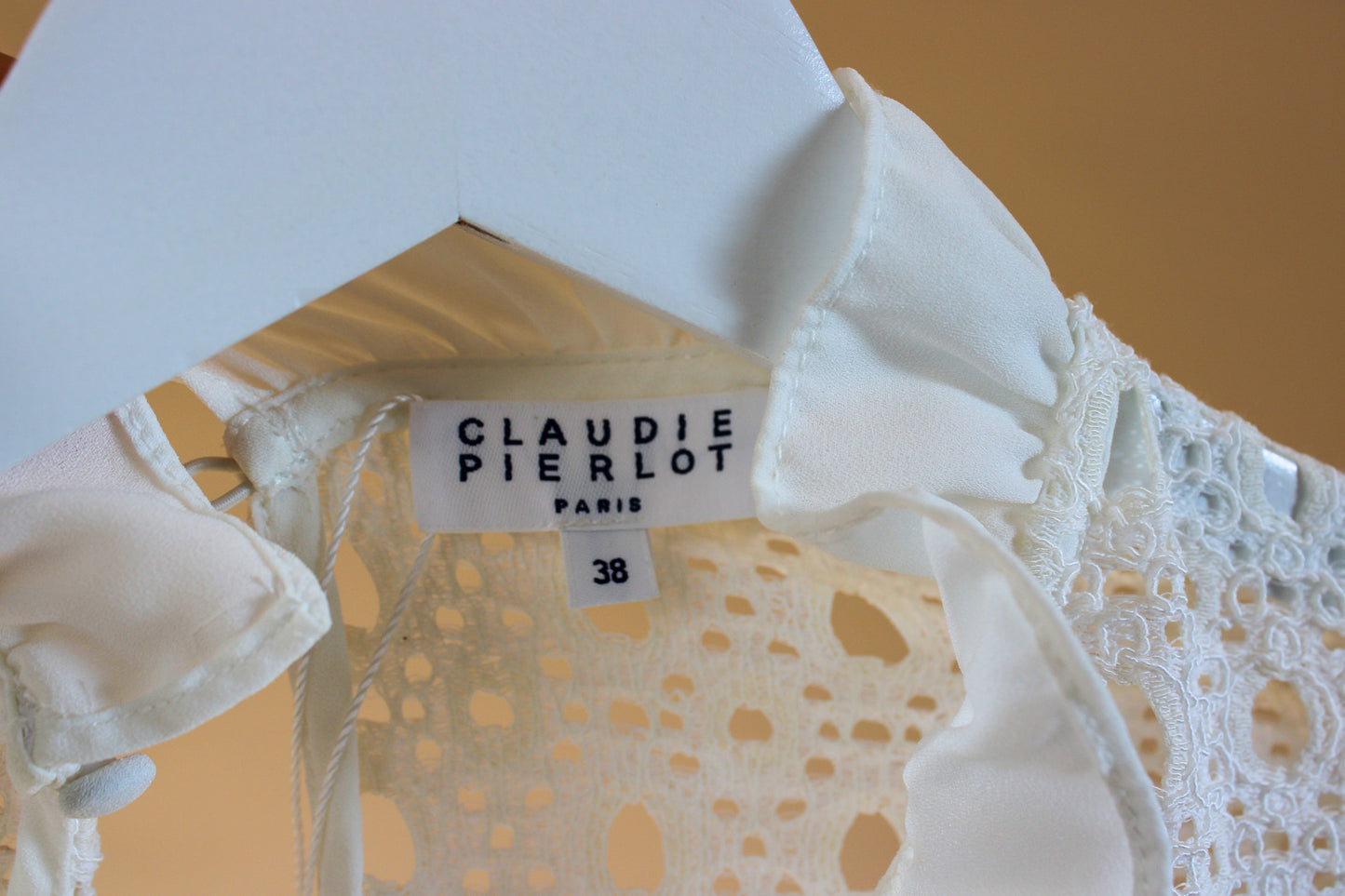 CLAUDIE PIERLOT Guipure Lace Victorian Collar Blouse Size 10