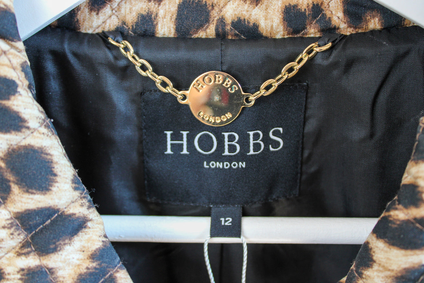 HOBBS Leopard Print Quilted Jacket Size 12