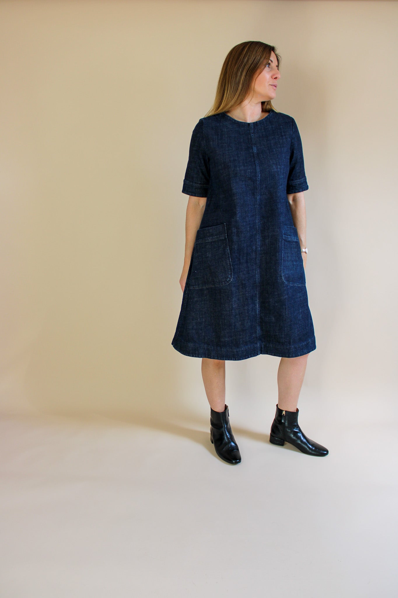 TOAST Short Sleeve A Line Denim Dress Size 12
