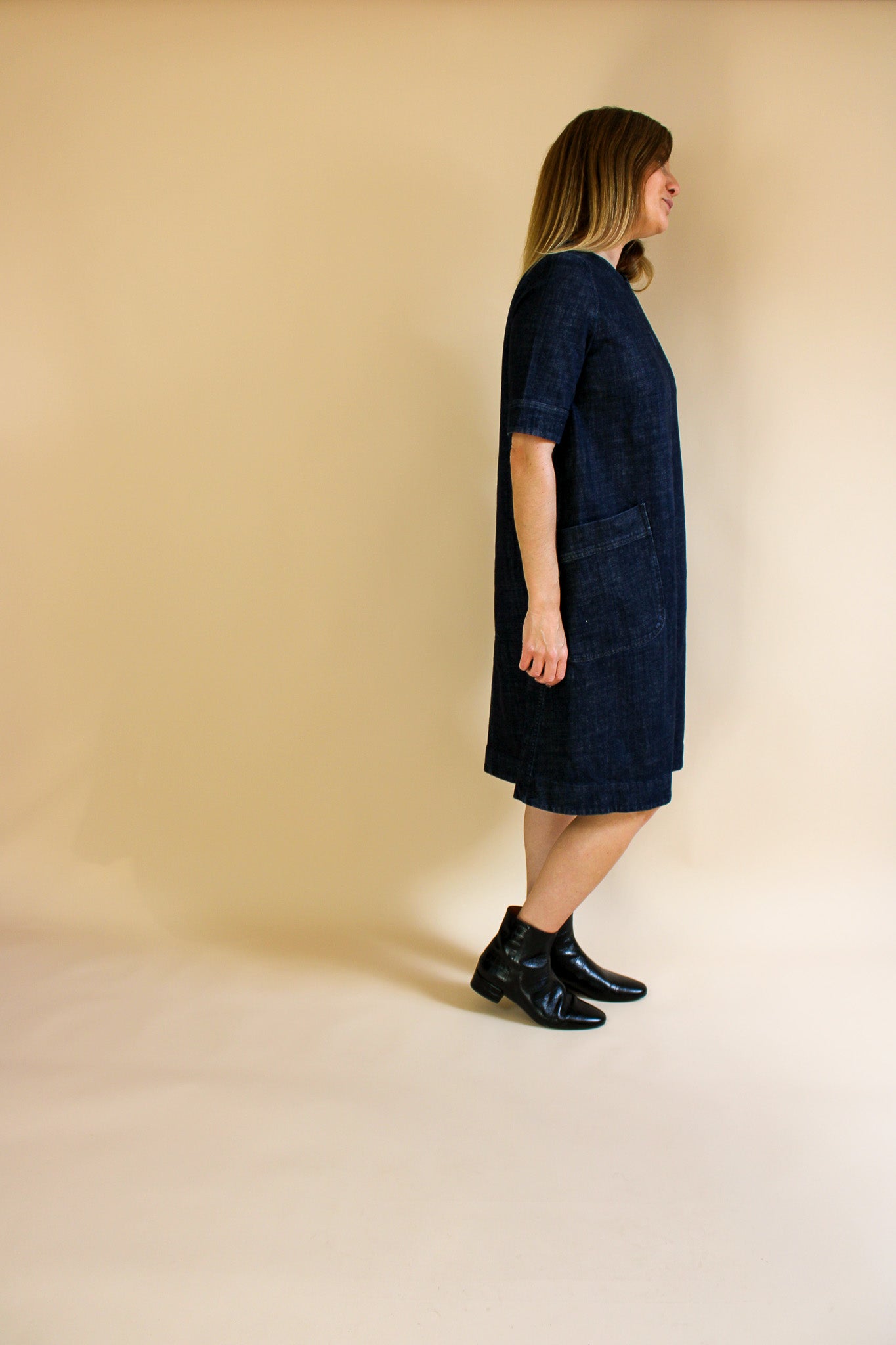 TOAST Short Sleeve A Line Denim Dress Size 12