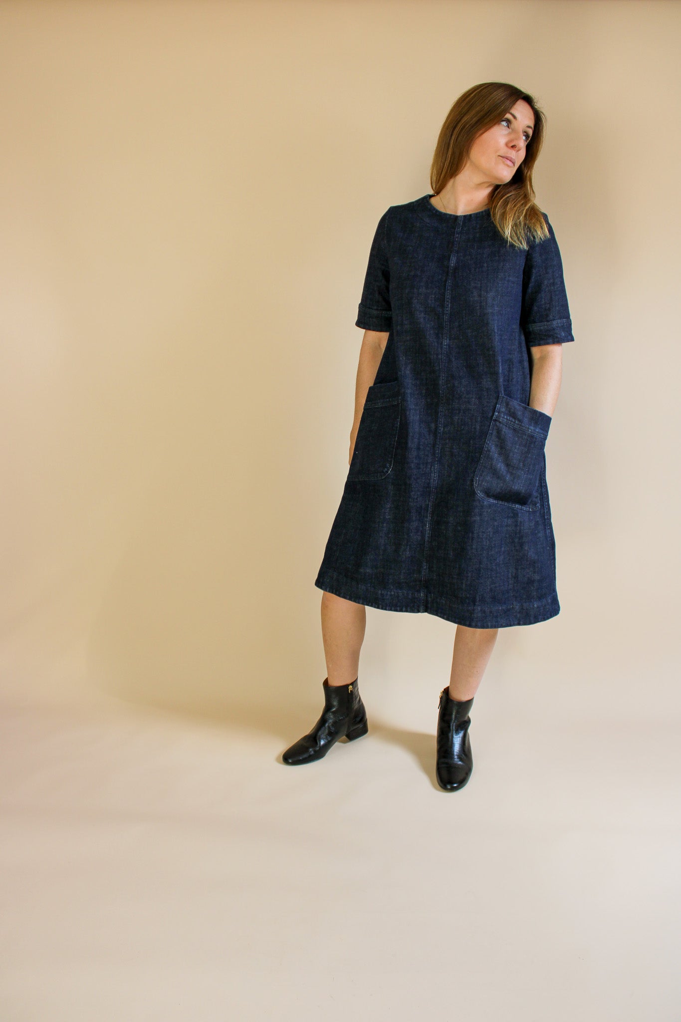 TOAST Short Sleeve A Line Denim Dress Size 12