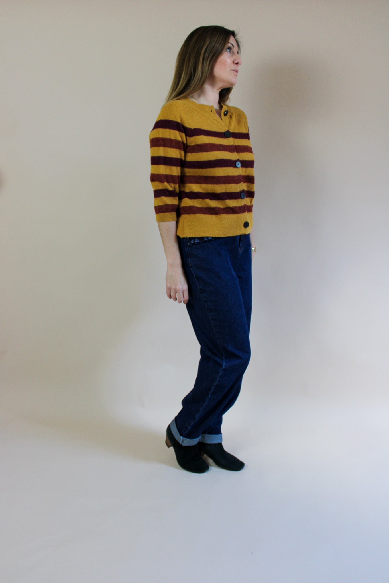 TOAST Honey striped 100% Alpaca cardigan Size M