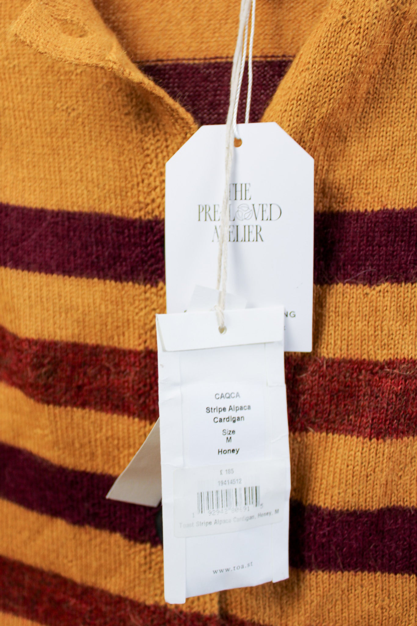 TOAST Honey striped 100% Alpaca cardigan Size M