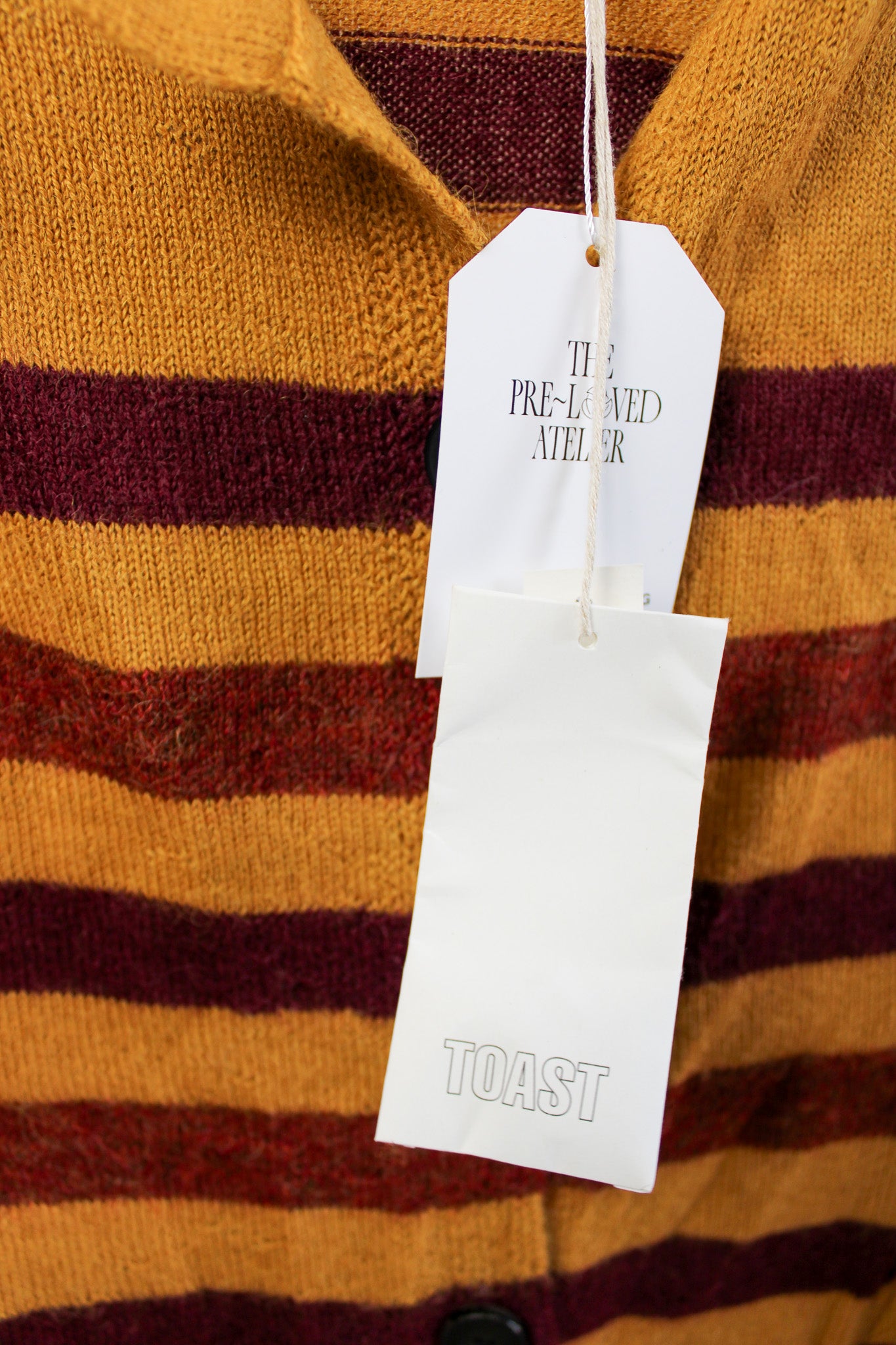TOAST Honey striped 100% Alpaca cardigan Size M