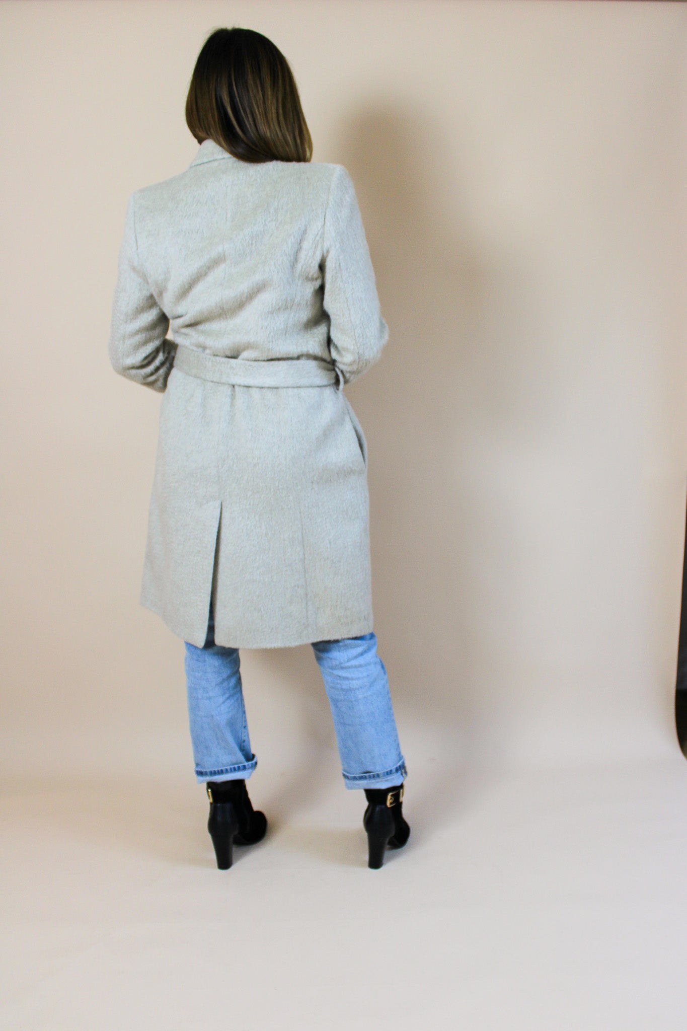 PAUL SMITH BLACK Wool Mix Wrap Coat Size 10