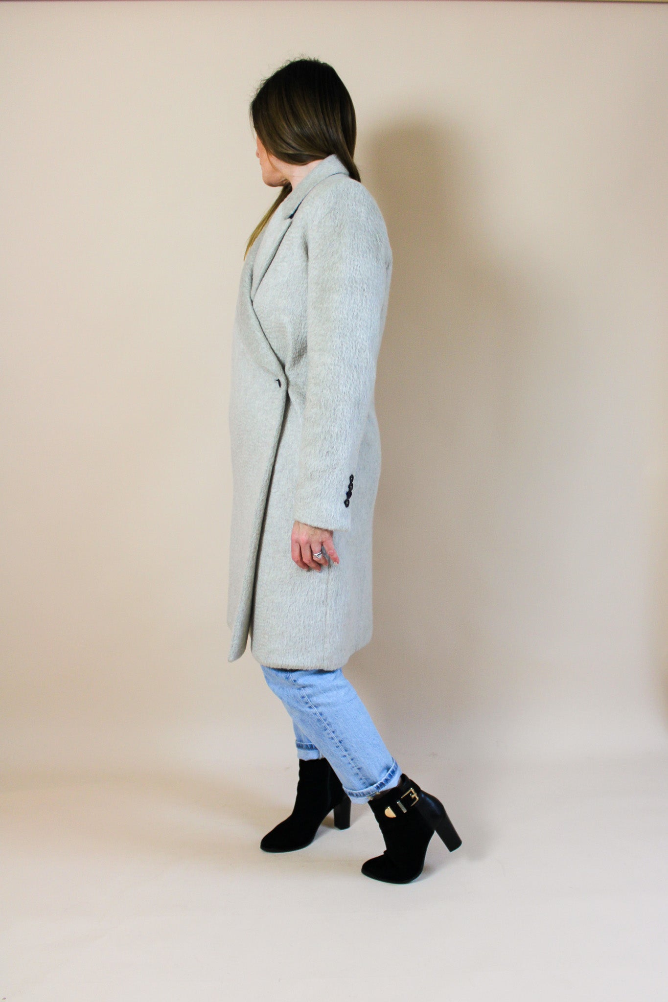 PAUL SMITH BLACK Wool Mix Wrap Coat Size 10