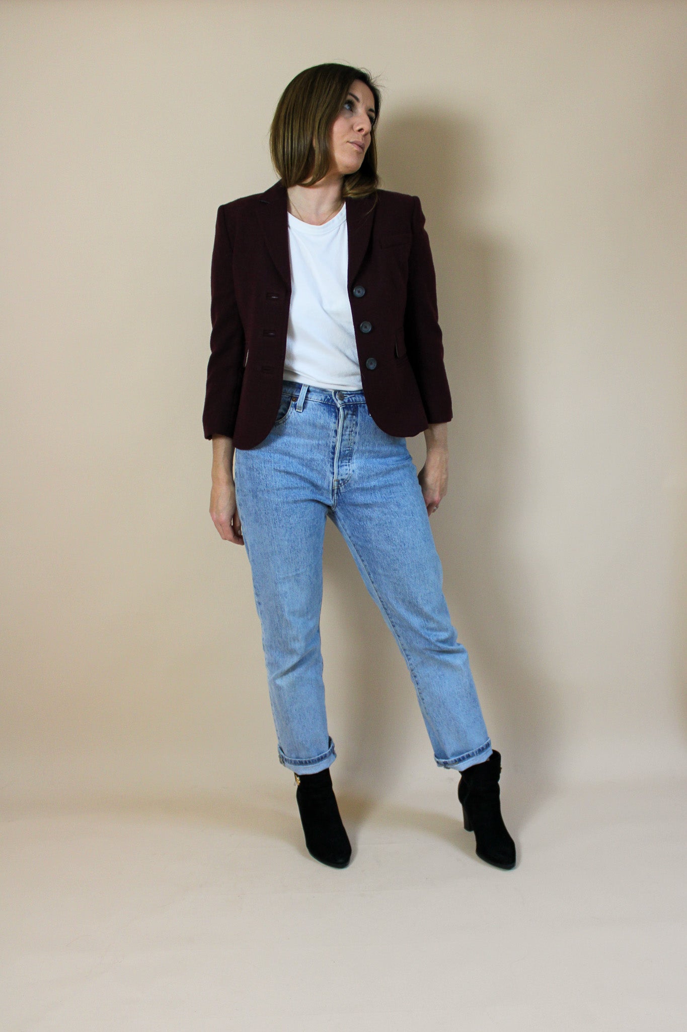 NW3 By HOBBS 100% Wool Fitted Button Blazer Size 8