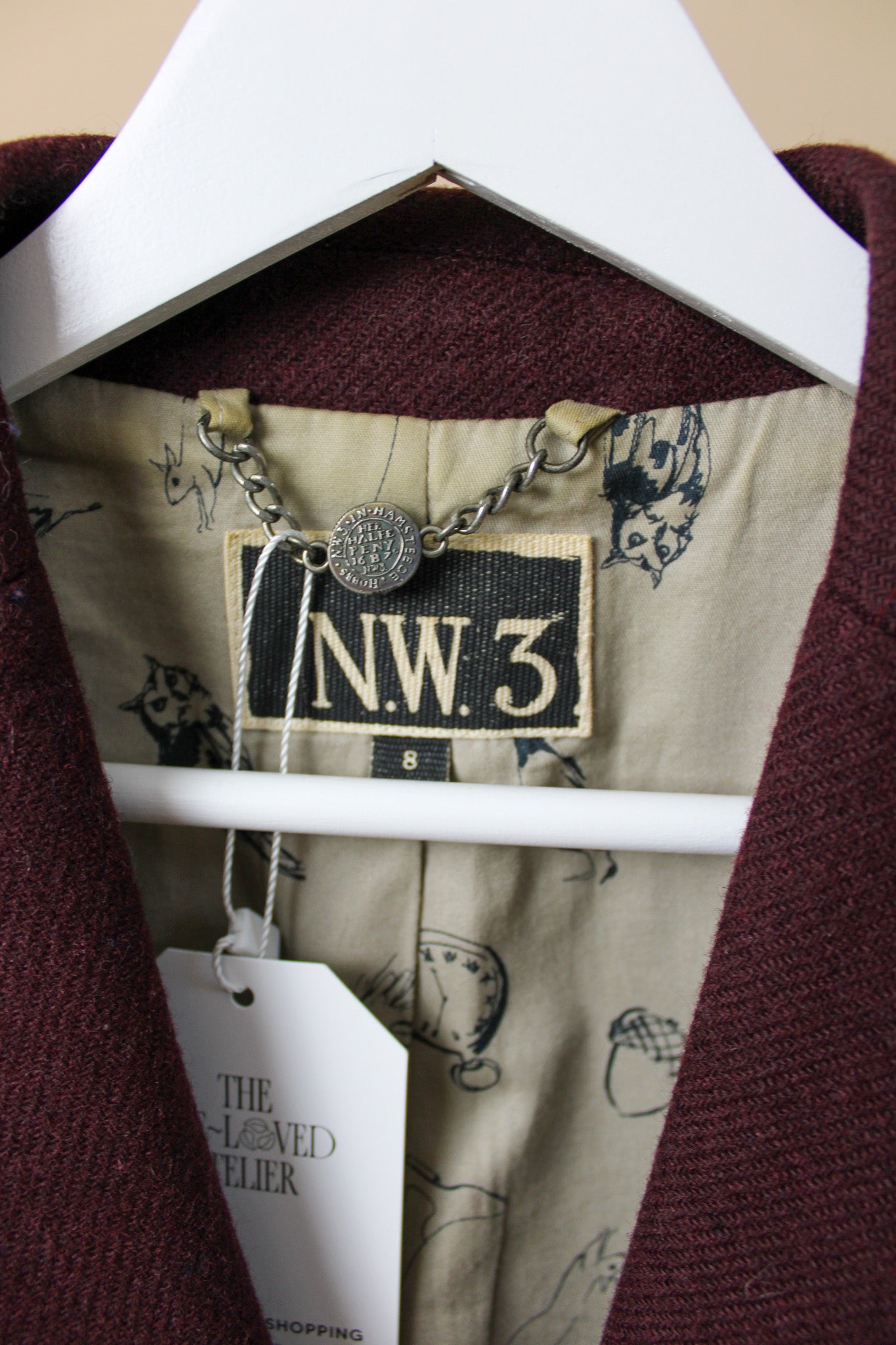 NW3 By HOBBS 100% Wool Fitted Button Blazer Size 8