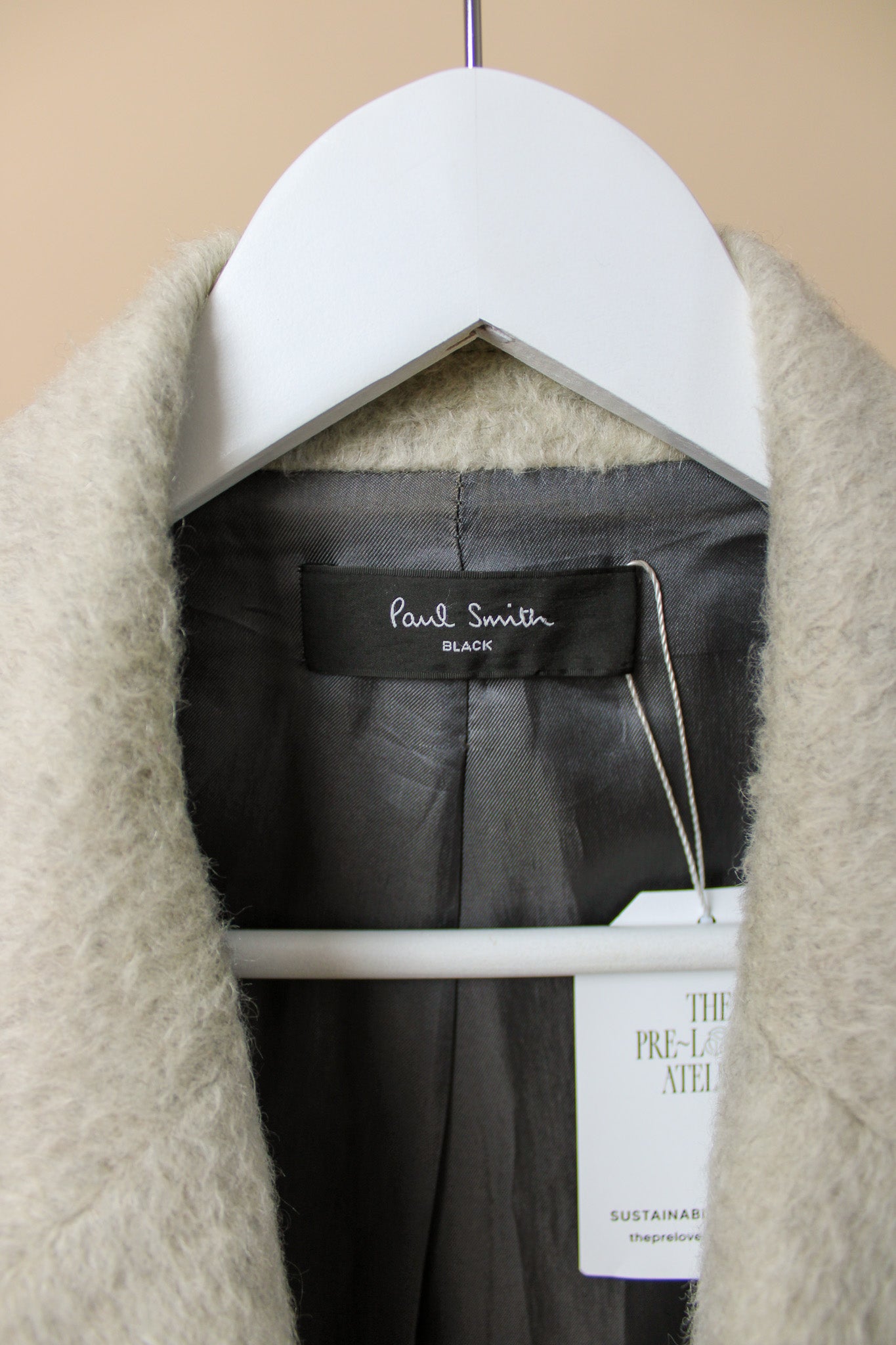 PAUL SMITH BLACK Wool Mix Wrap Coat Size 10