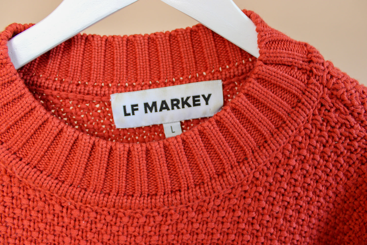 LF MARKEY Crew Neck Chunky Knit Wool Jumper Size L