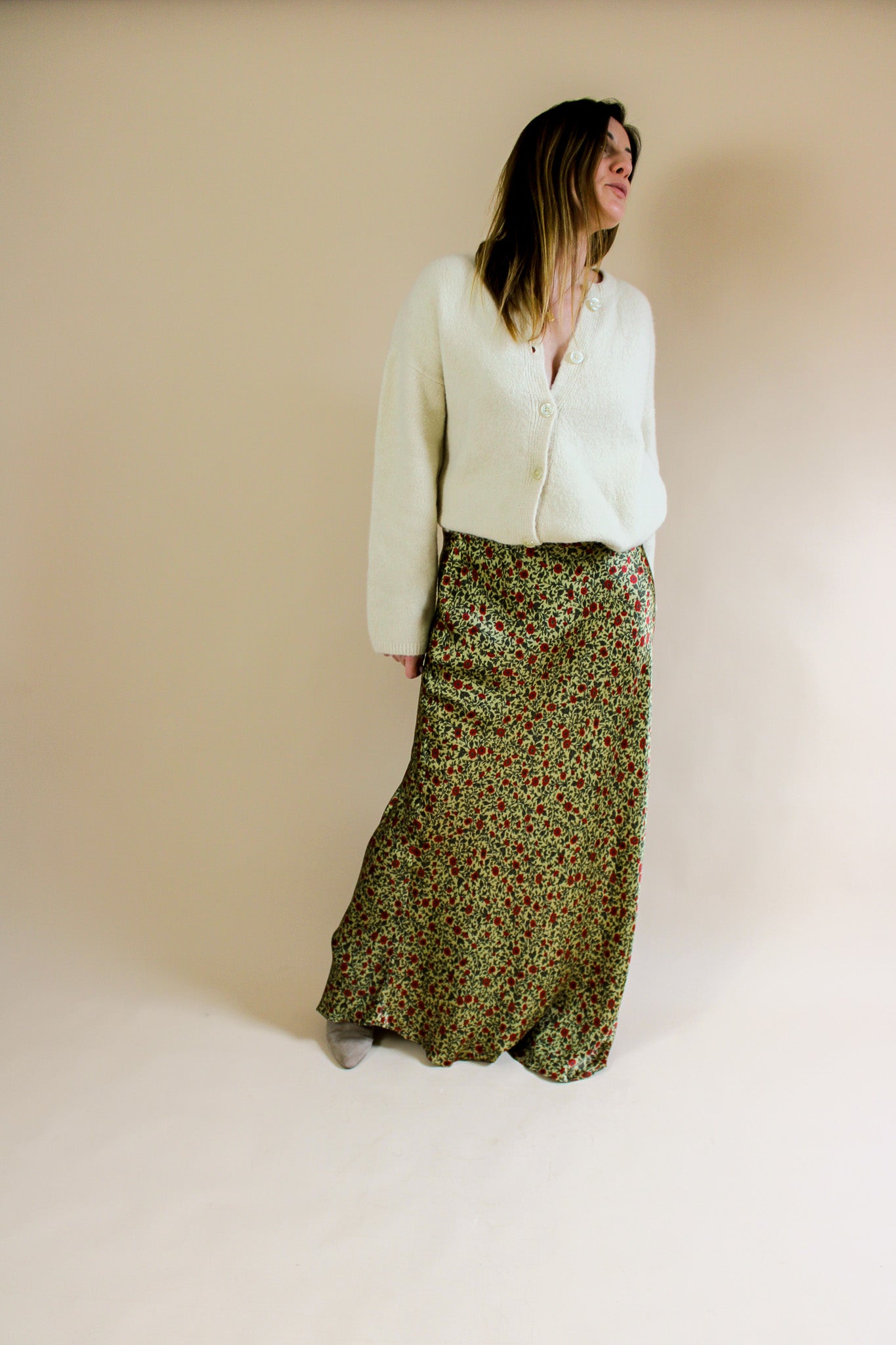 REALISATION PAR The Joni Floral Silk Midi Skirt Size XXL