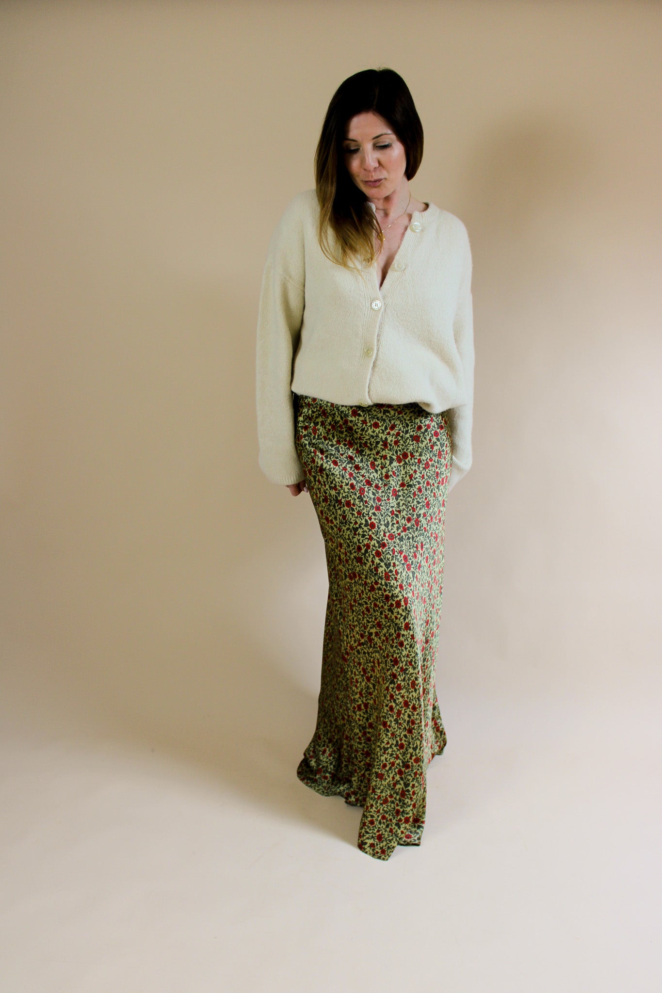 REALISATION PAR The Joni Floral Silk Midi Skirt Size XXL