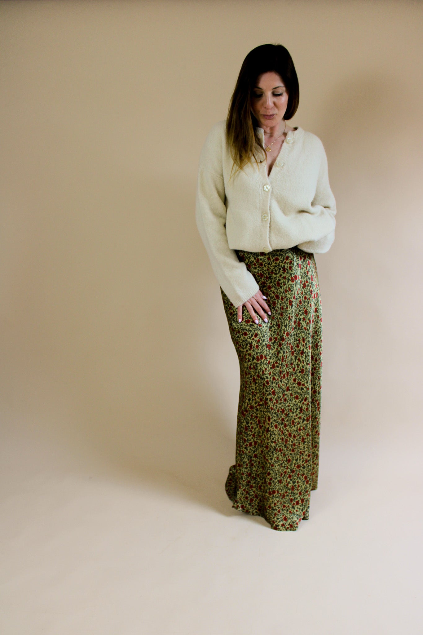 REALISATION PAR The Joni Floral Silk Midi Skirt Size XXL
