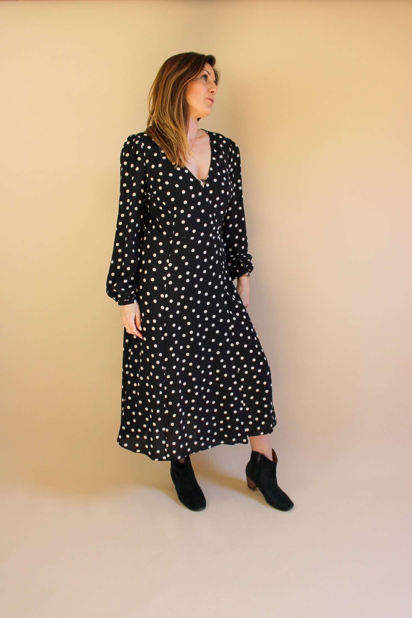 REALISATION PAR The Violette Polkadot Silk Wrap Dress Size L