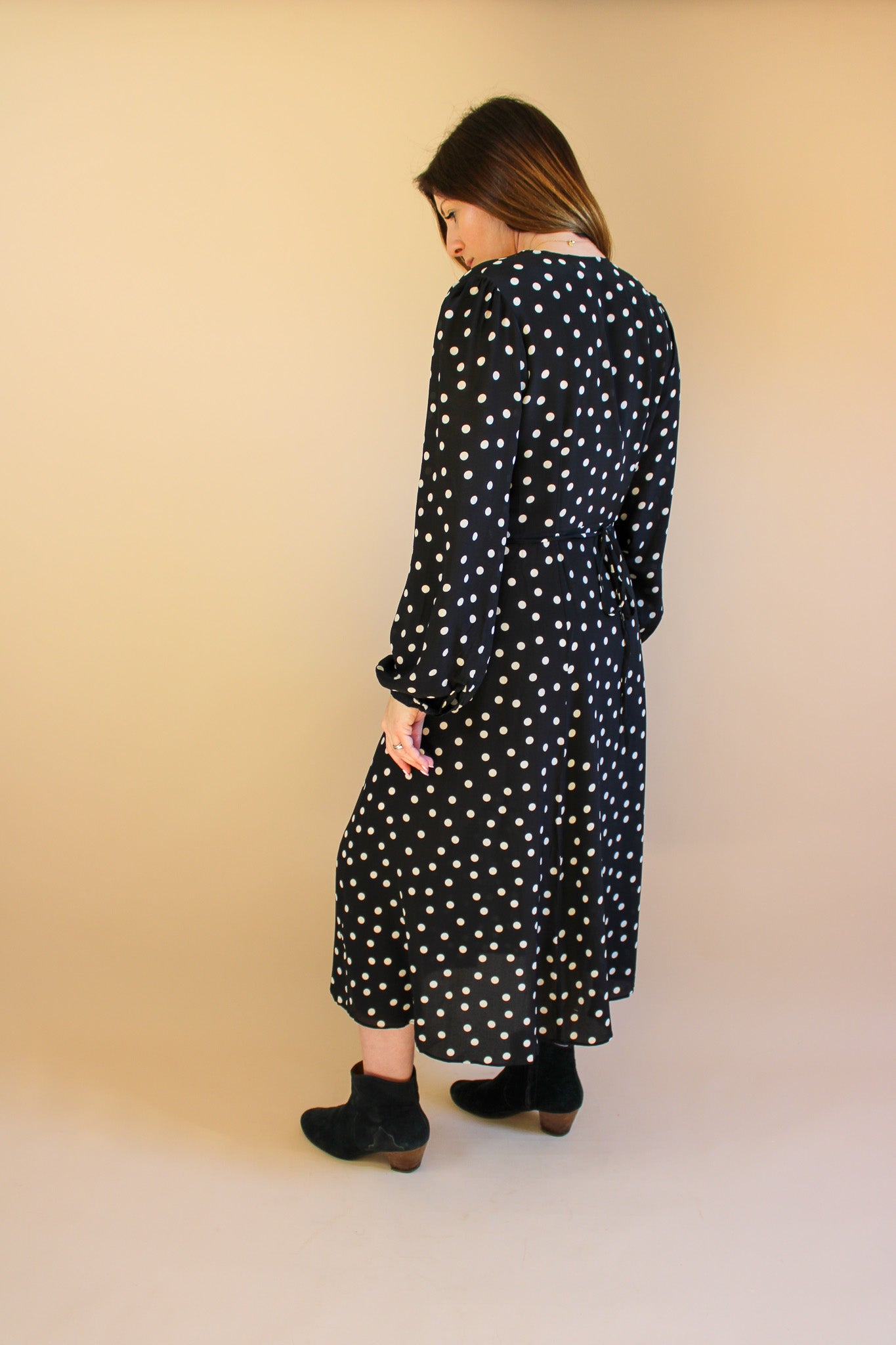 REALISATION PAR The Violette Polkadot Silk Wrap Dress Size L