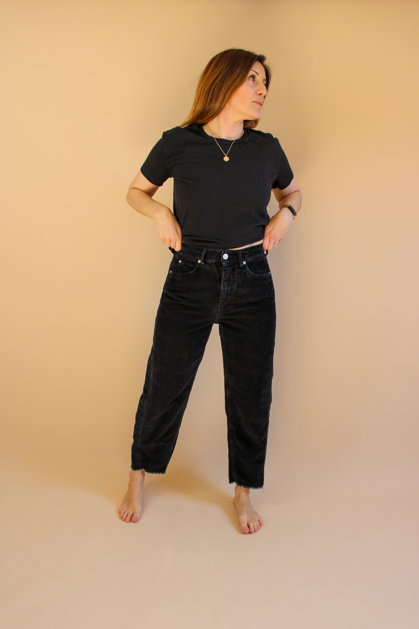 WHISTLES High Waisted Raw Edge Corduroy Trousers Size 10