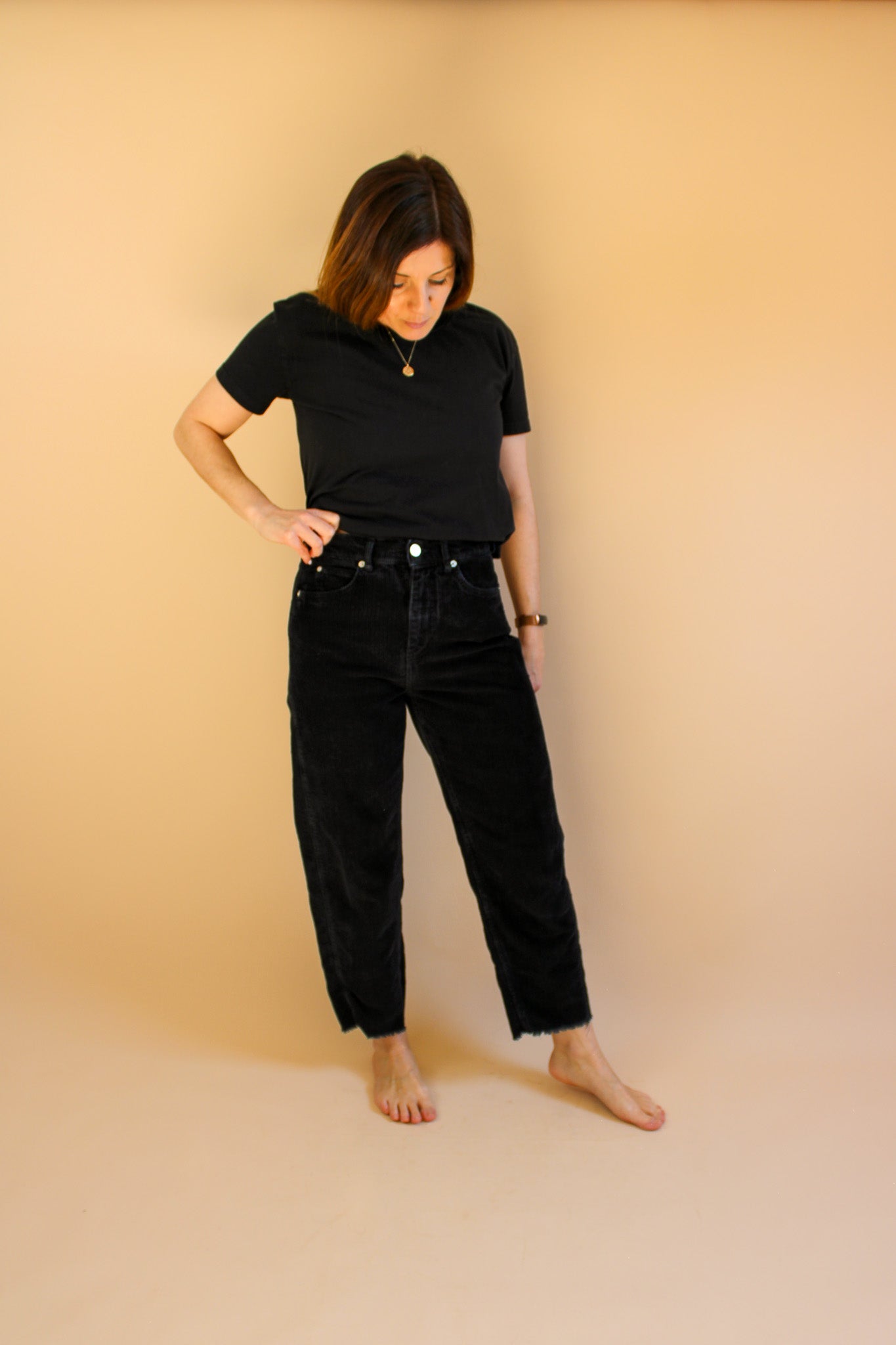 WHISTLES High Waisted Raw Edge Corduroy Trousers Size 10