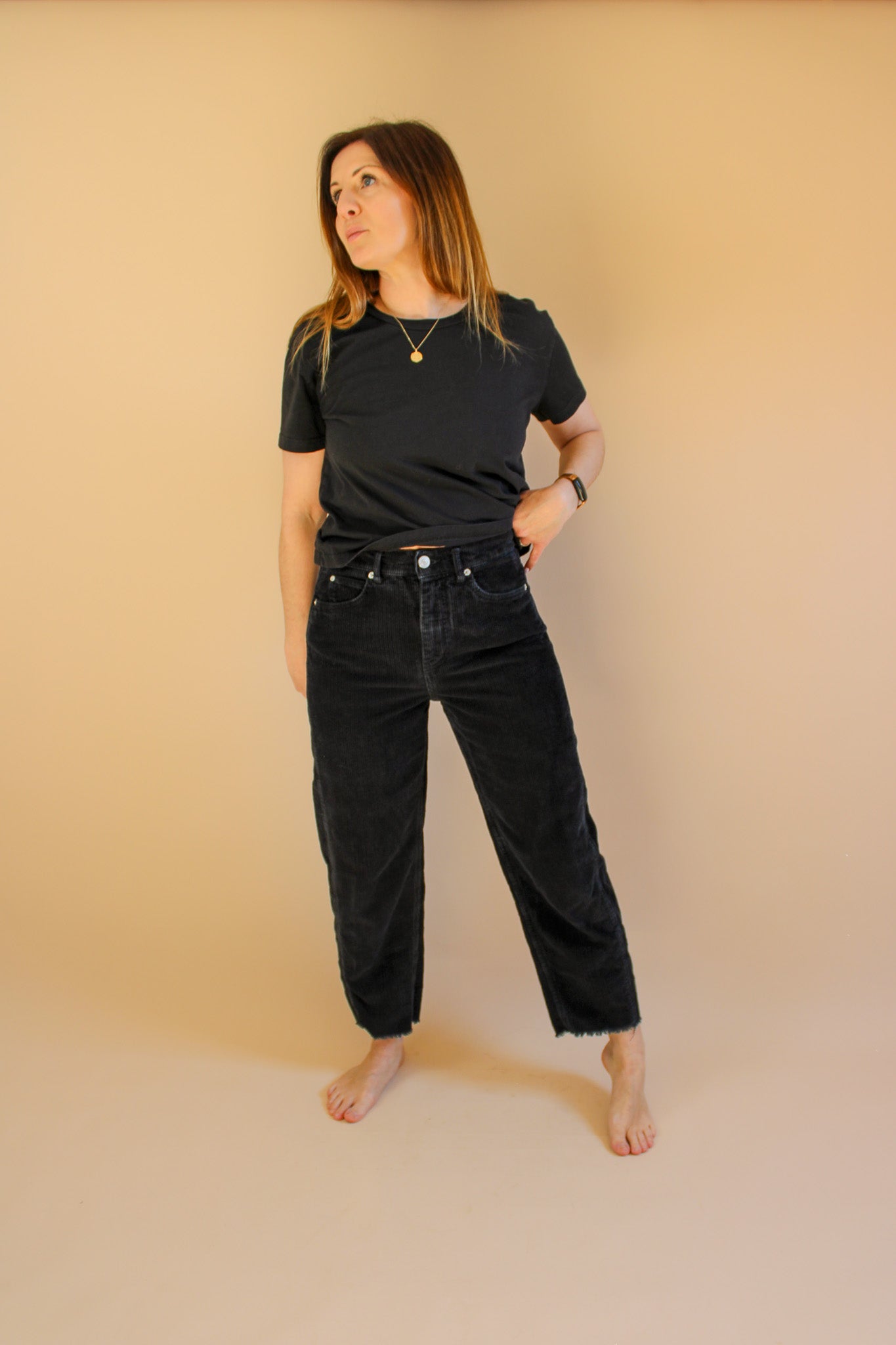 WHISTLES High Waisted Raw Edge Corduroy Trousers Size 10