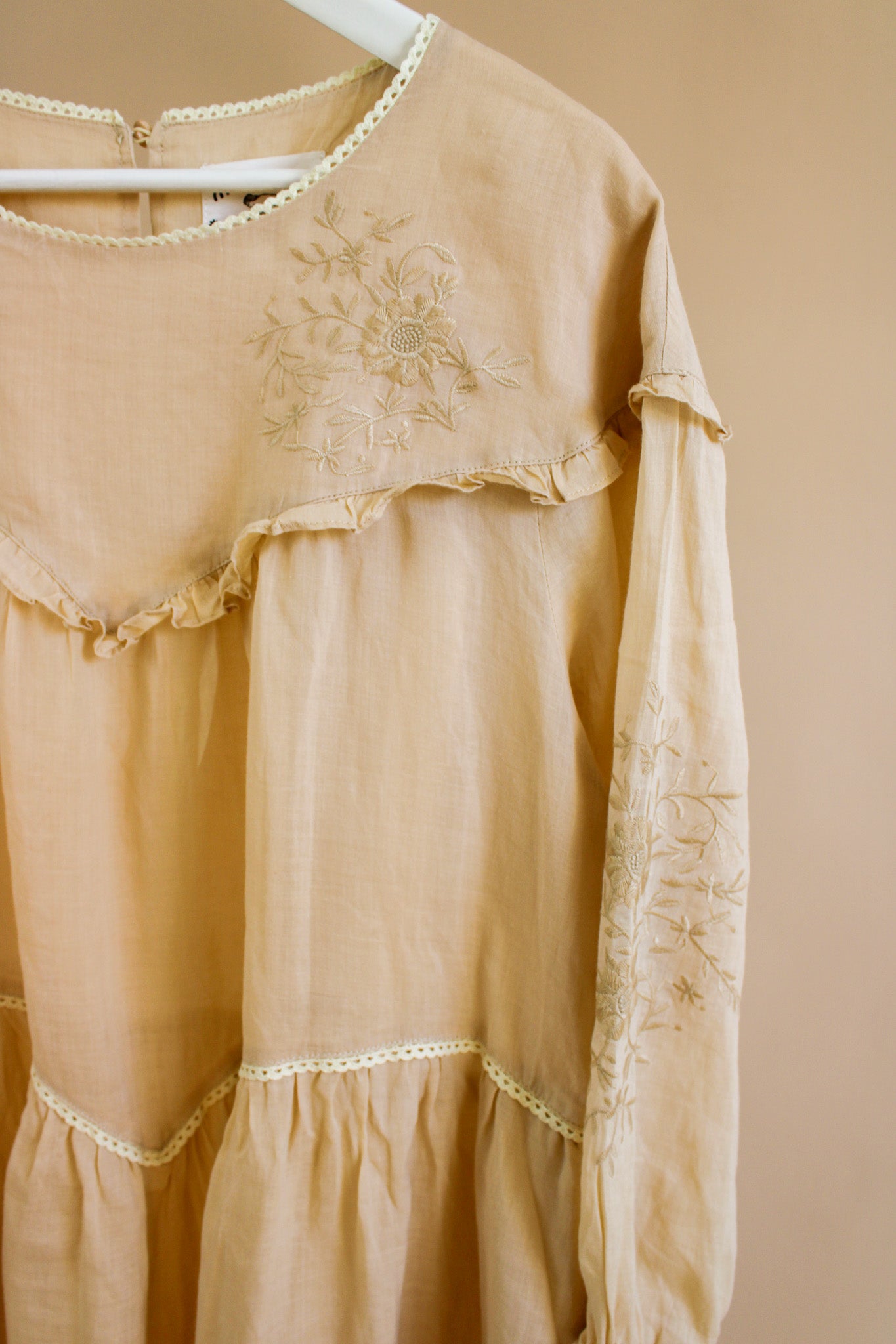MEADOWS Floral Embroidered Trim Linen Maxi Dress Size 14