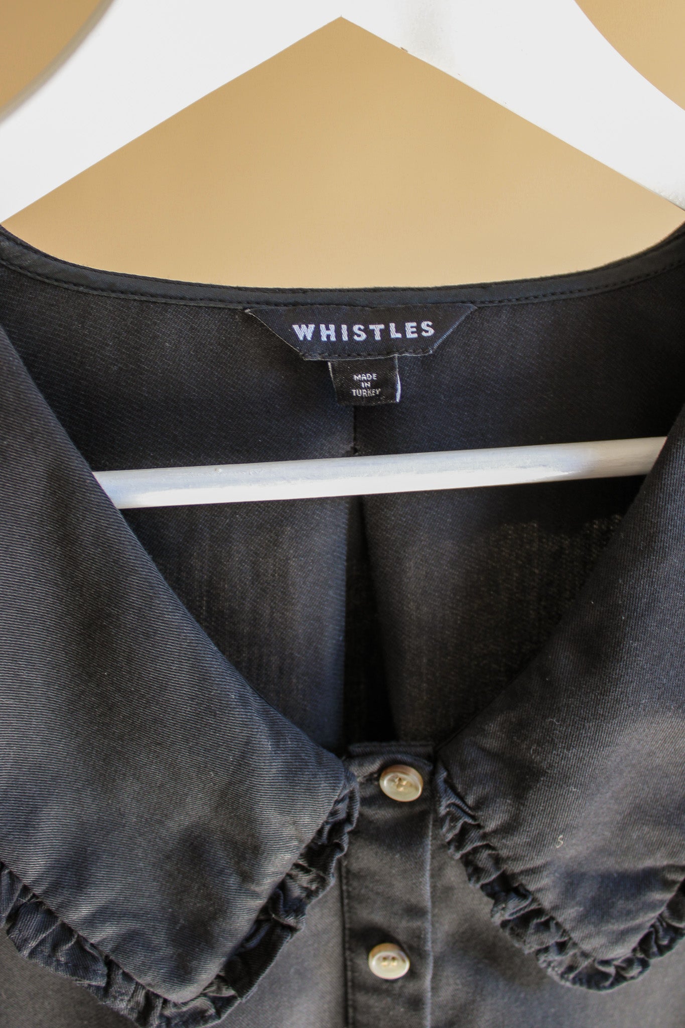 WHISTLES Oversize Collar Detail Short Blouse Size 6-8
