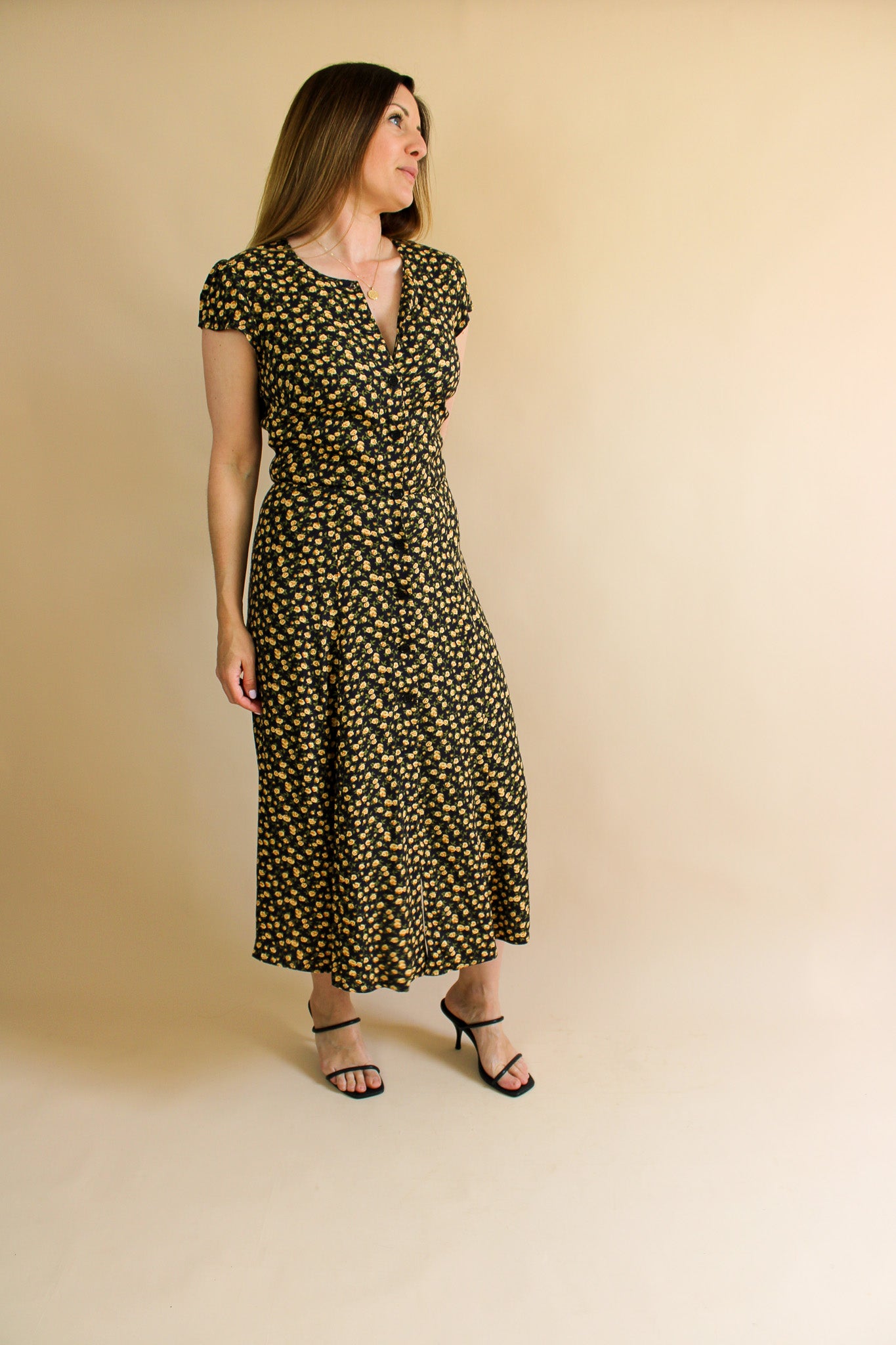 REFORMATION Bernadette Button Floral Dress Size 10