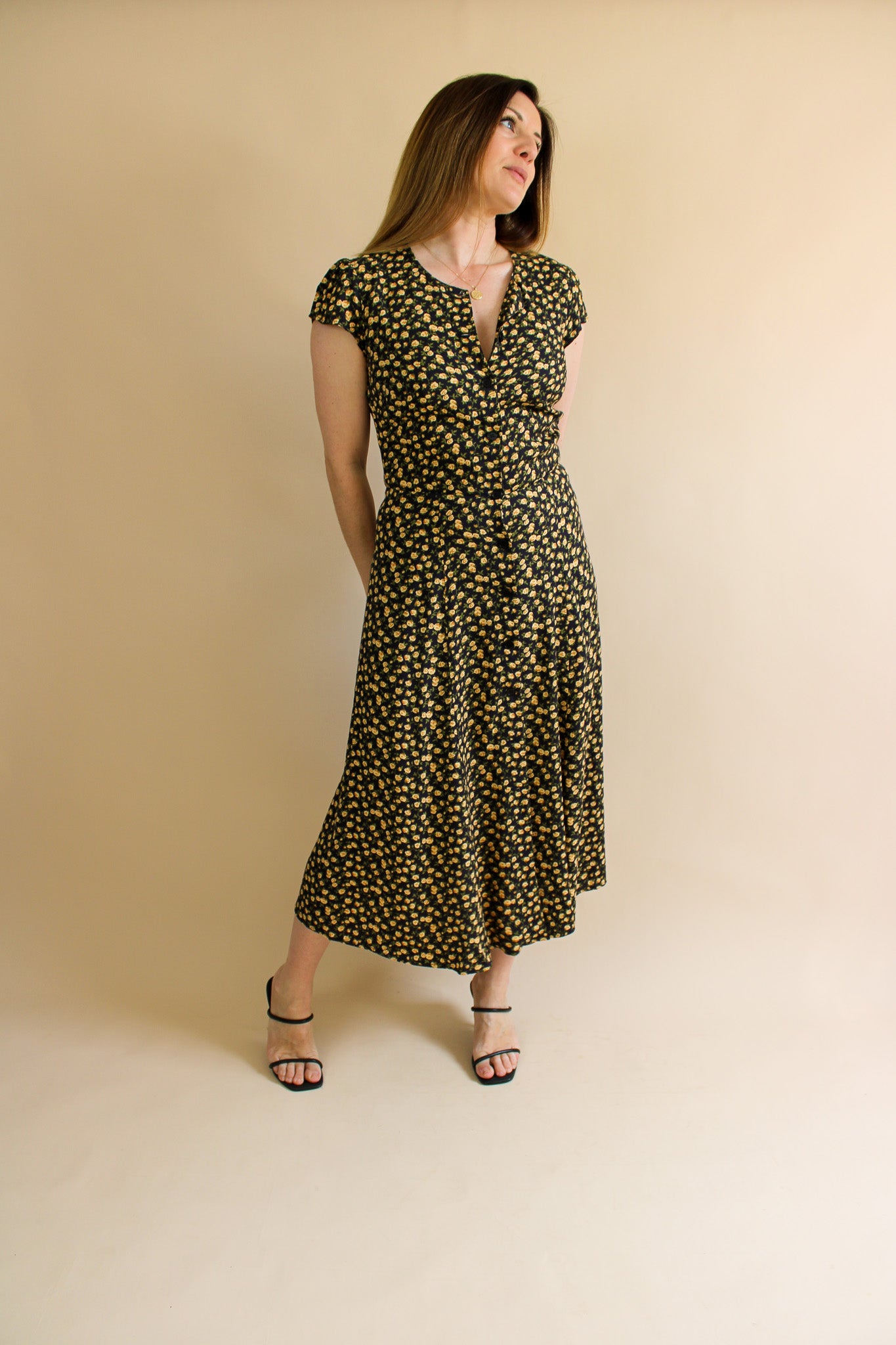 REFORMATION Bernadette Button Floral Dress Size 10