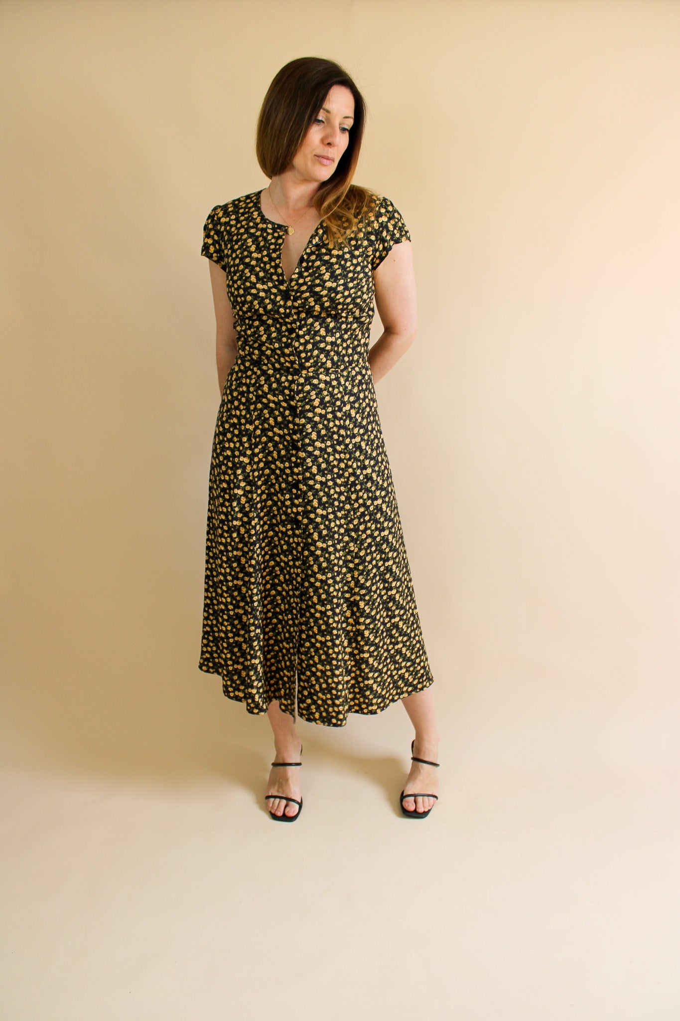REFORMATION Bernadette Button Floral Dress Size 10