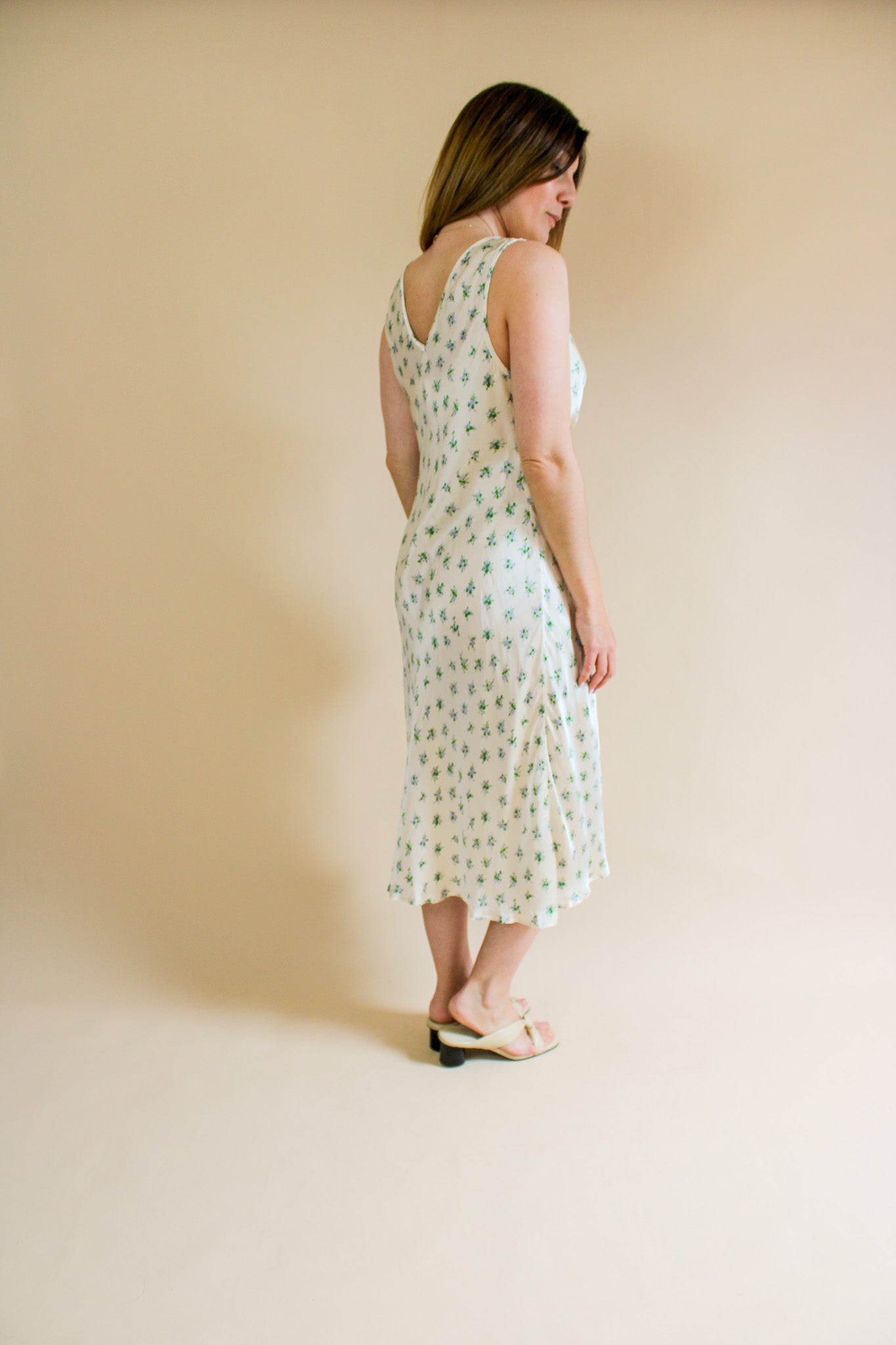 GHOST Bias Cut Satin Floral Slip Dress Size L