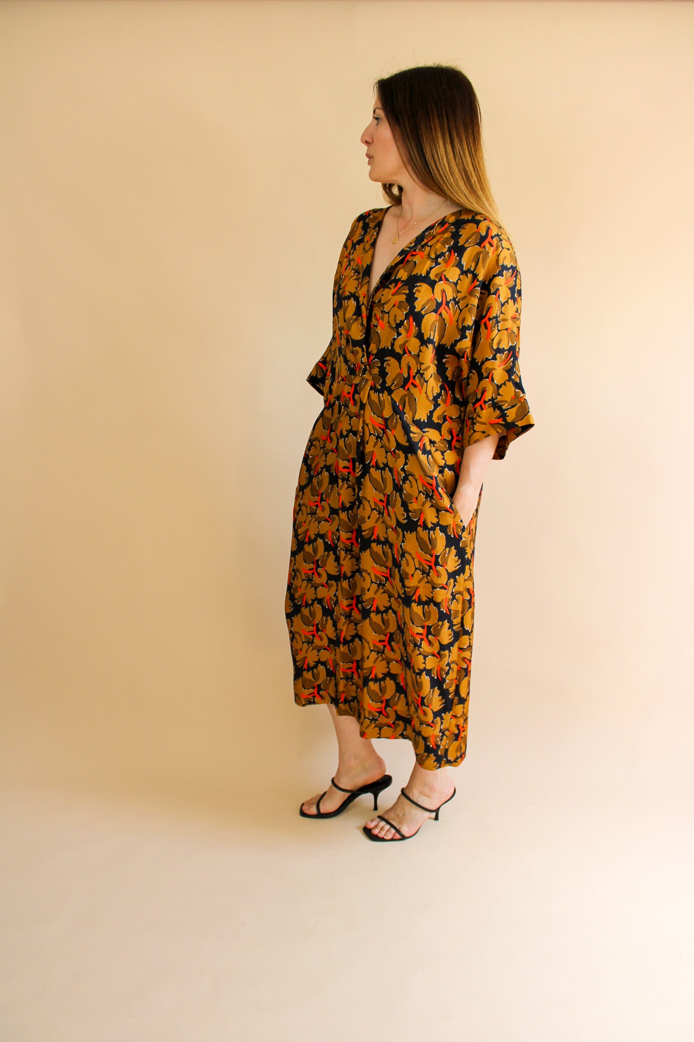 TOAST Lento Print Midi Dress Size 16