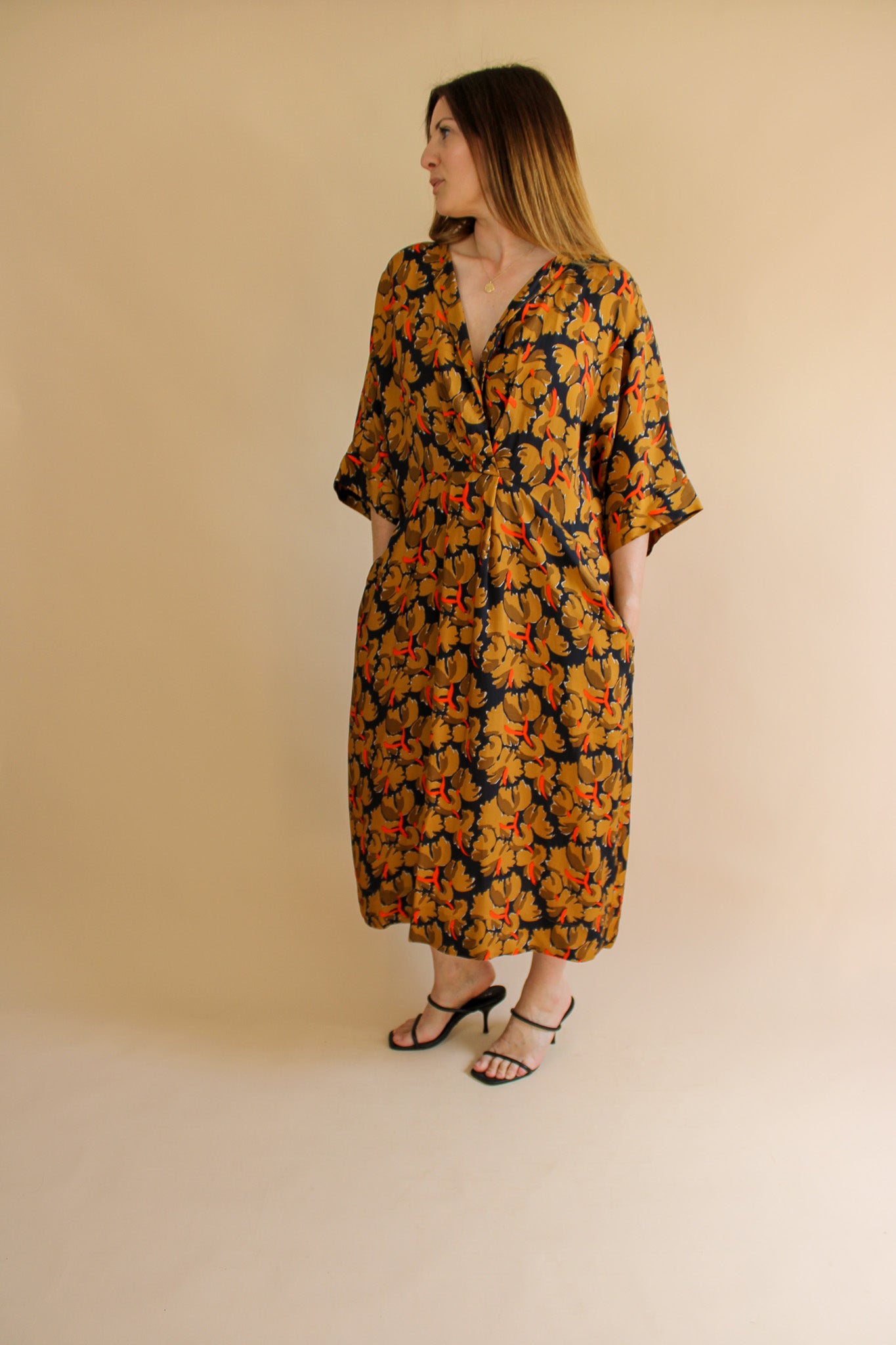 TOAST Lento Print Midi Dress Size 16