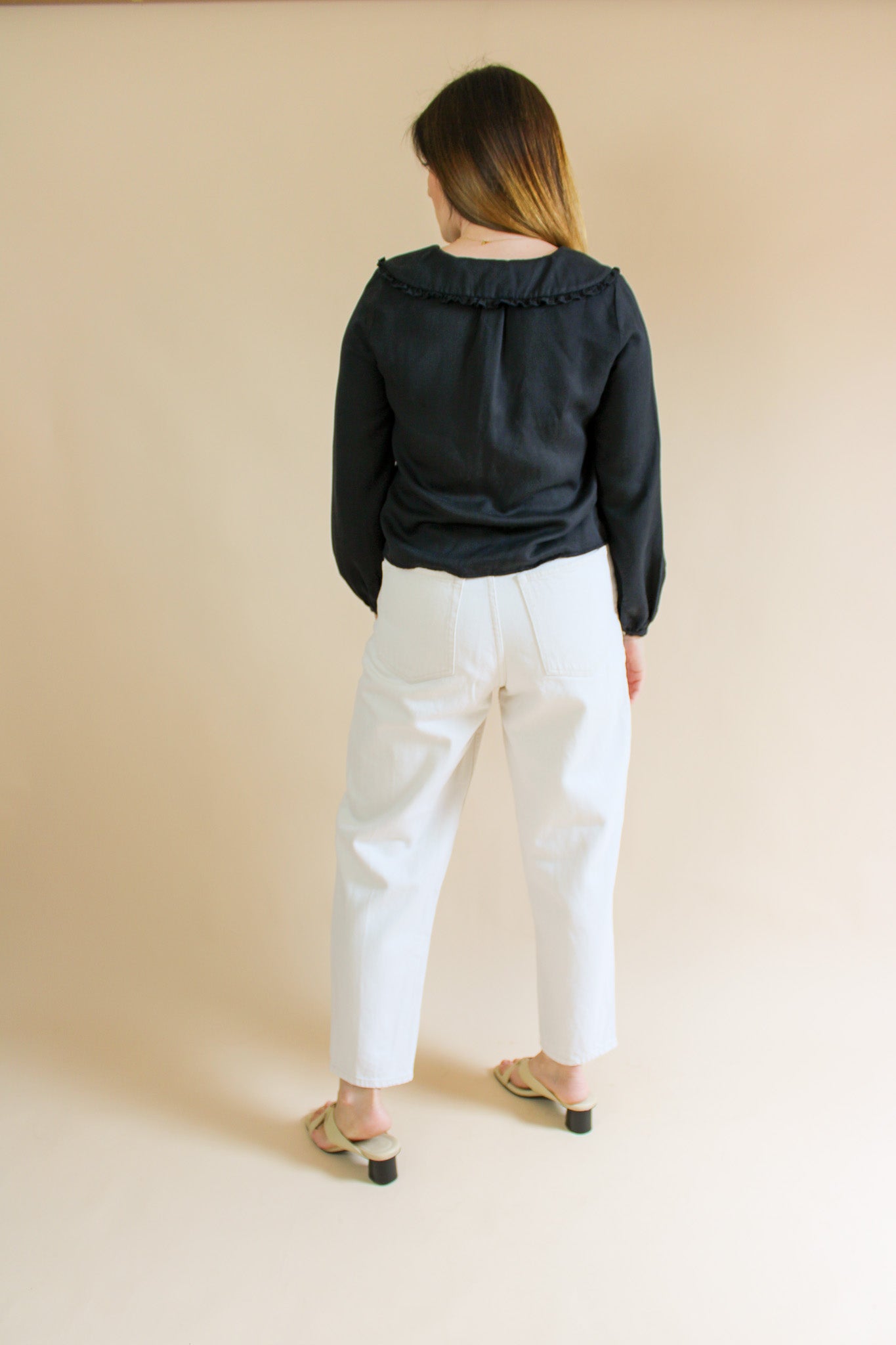 WHISTLES Oversize Collar Detail Short Blouse Size 6-8