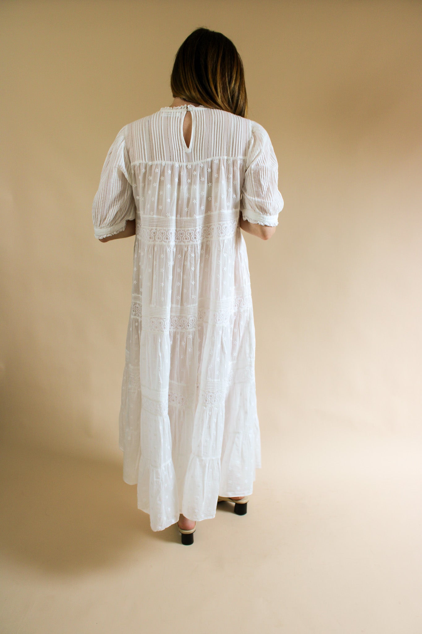 DOEN Cotton Voile Lace Trim Maxi Dress Size M