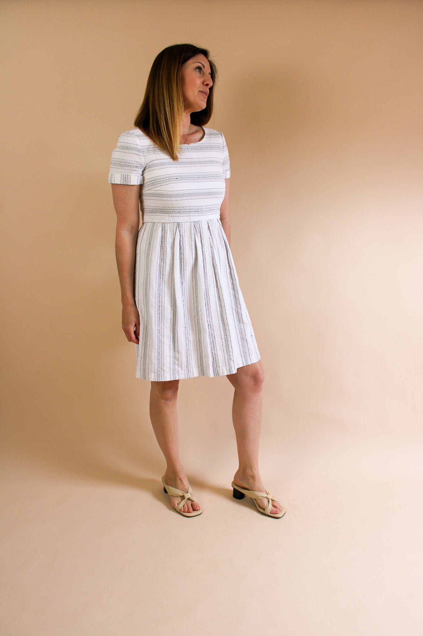 YARGICI Stripe Short Sleeve Dress Size 8