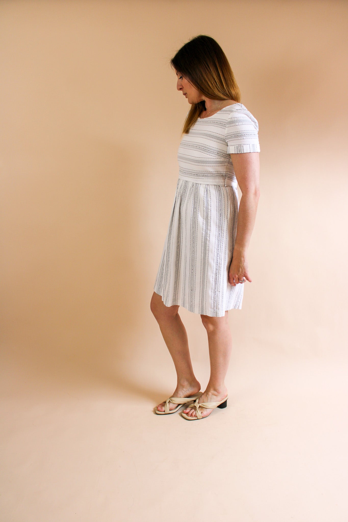YARGICI Stripe Short Sleeve Dress Size 8