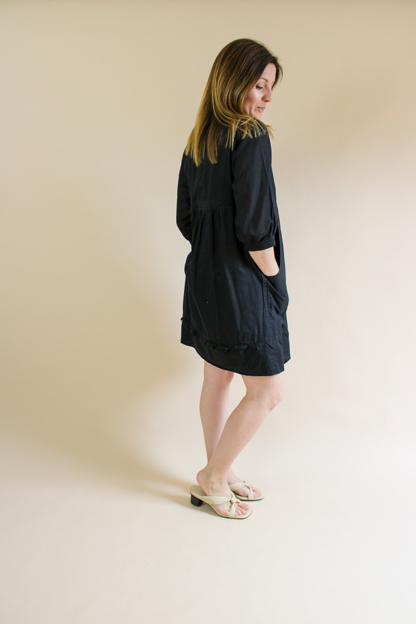 WHISTLES Long Sleeve Origami Button Mini Dress Size 12