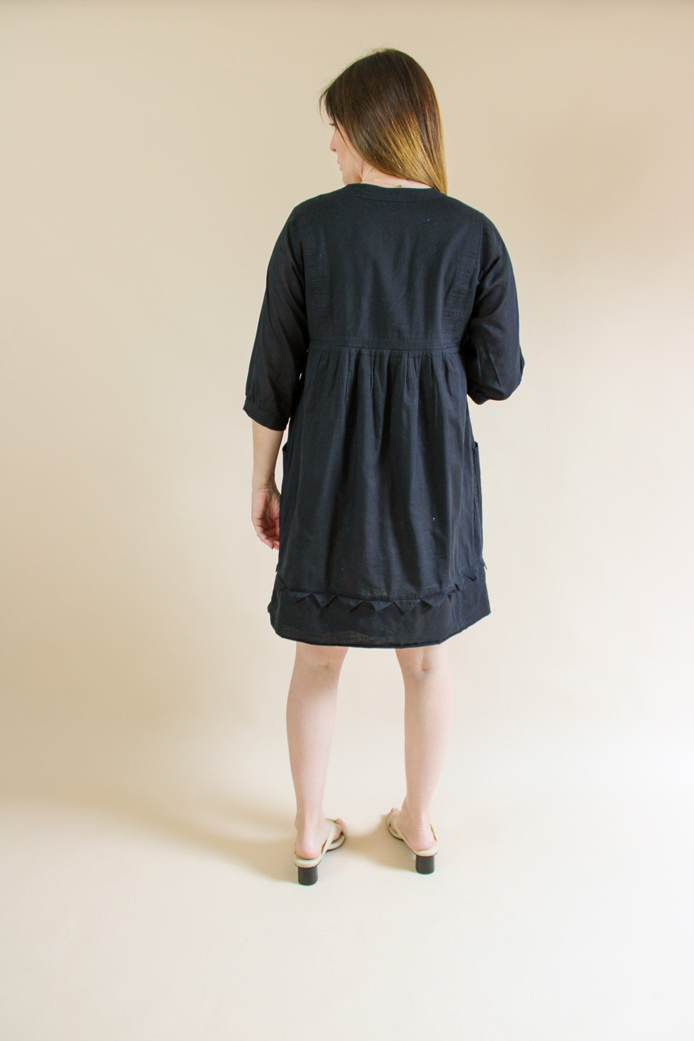 WHISTLES Long Sleeve Origami Button Mini Dress Size 12