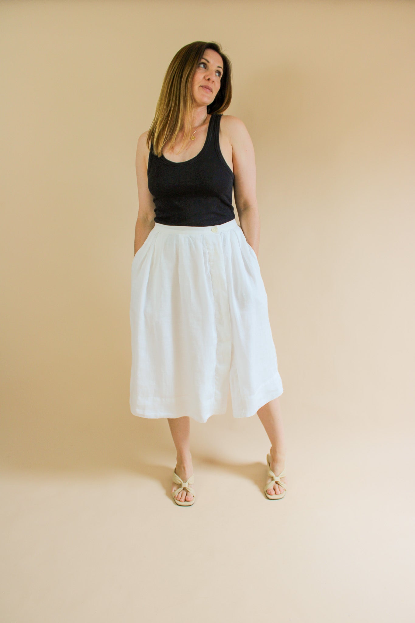 ALEX MILL Linen A-line Button Midi Skirt Size S