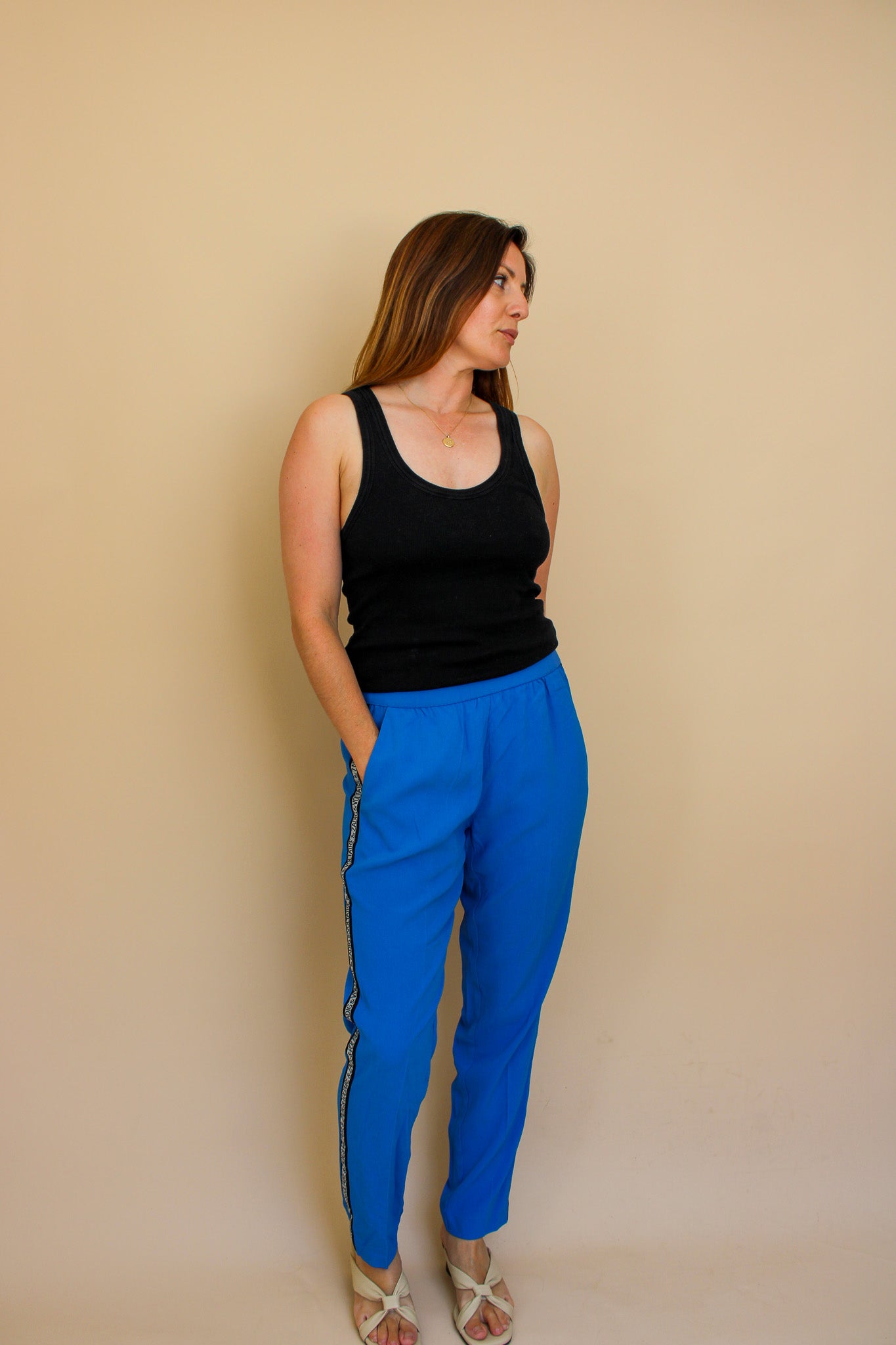 ZADIG & VOLTAIRE Logo Side Stripe Paula Band Straight Leg Trousers Size 12