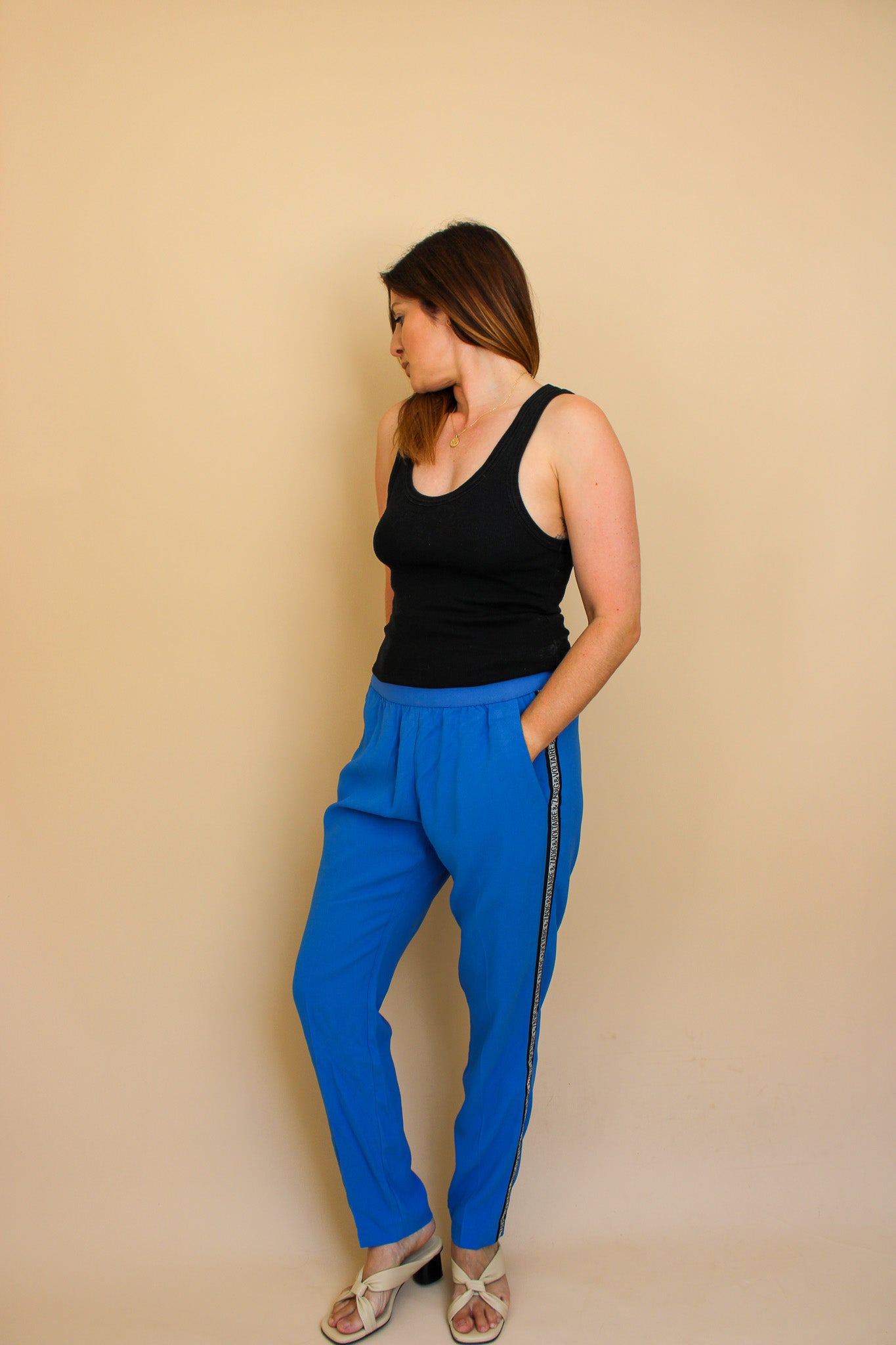 ZADIG & VOLTAIRE Logo Side Stripe Paula Band Straight Leg Trousers Size 12