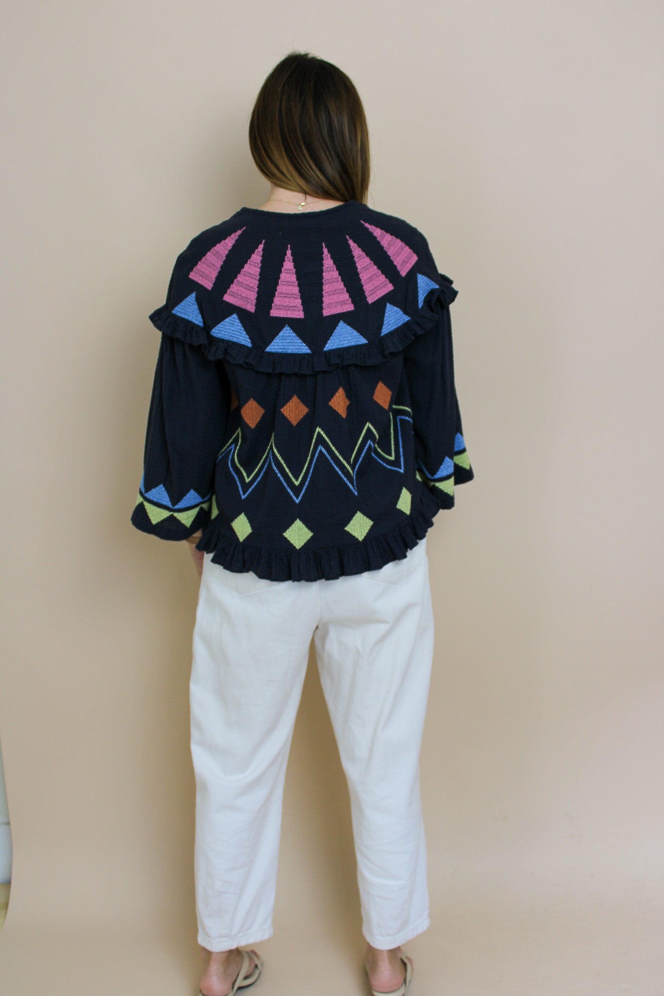 STELLA NOVA Embroidered Multi Shape Blouse Size 8-10